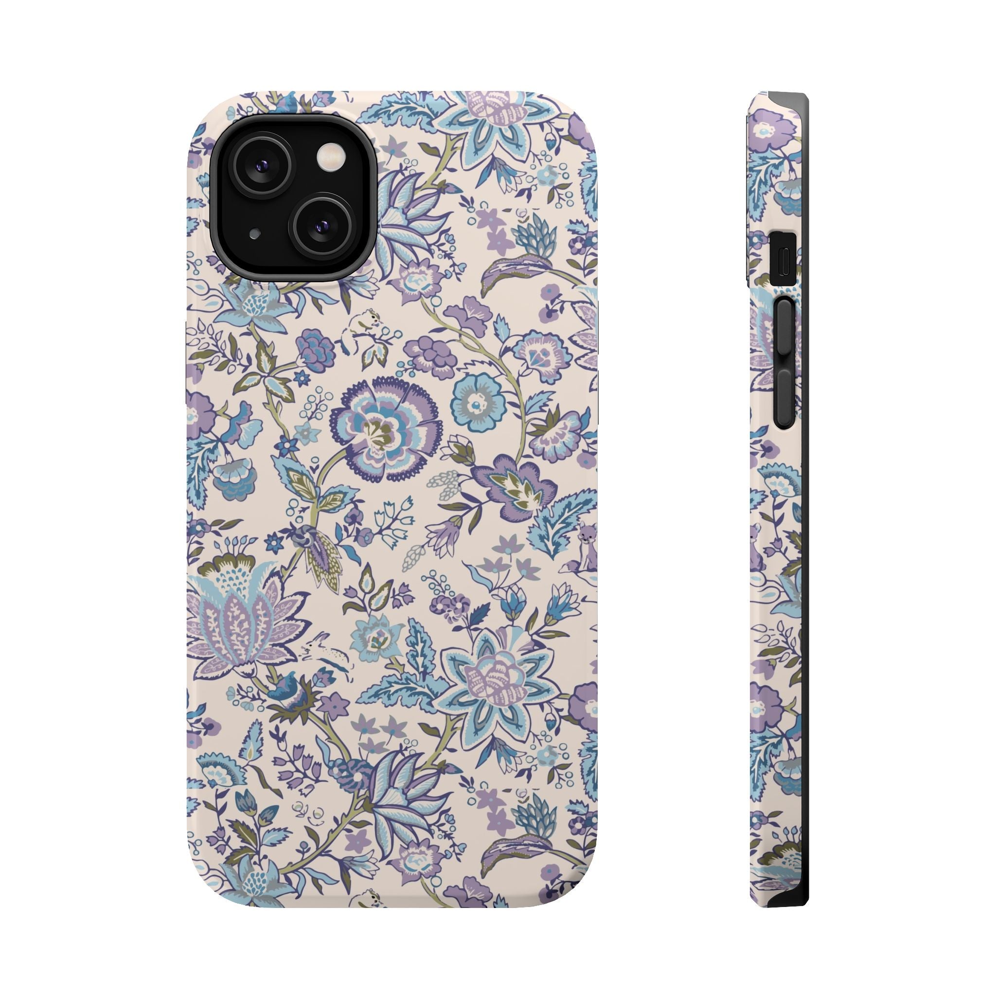 Blue CottageCore MagSafe iPhone Case with Floral Design - Cute Phone Cover for Nature Lovers