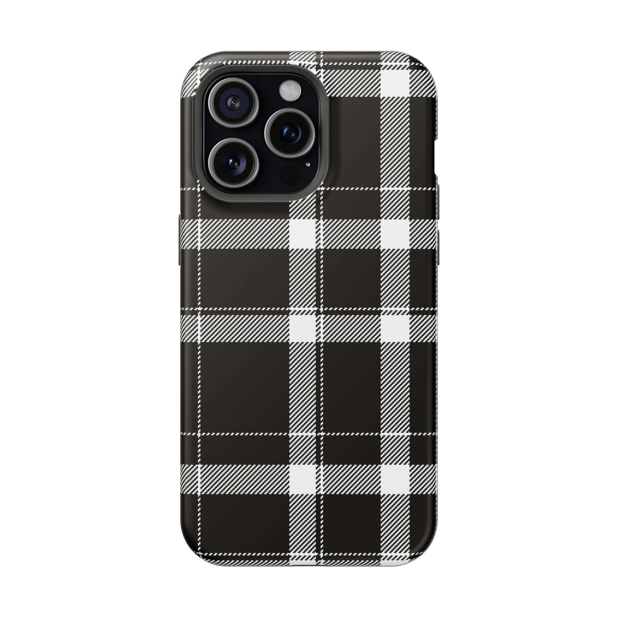 Classic black plaid phone case for Apple iPhone, a cute phone cover that combines style and protection.