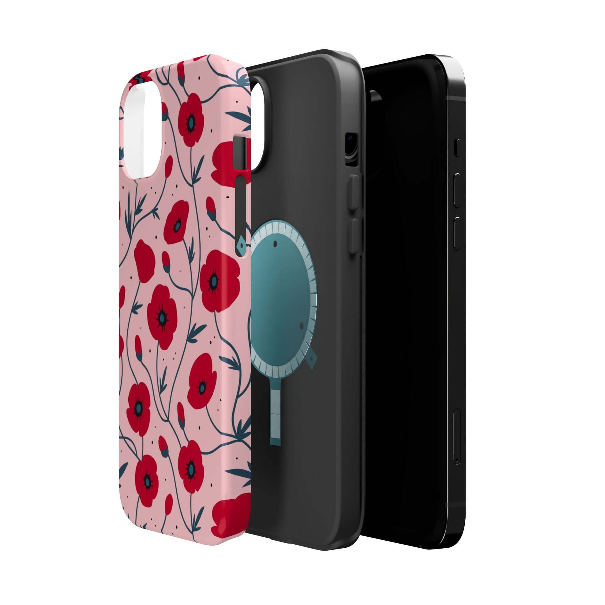 Pink n Poppy Pink Floral Case, Cute iPhone case with red flowers, stylish phone cases, free shipping, trendy iPhone accessory