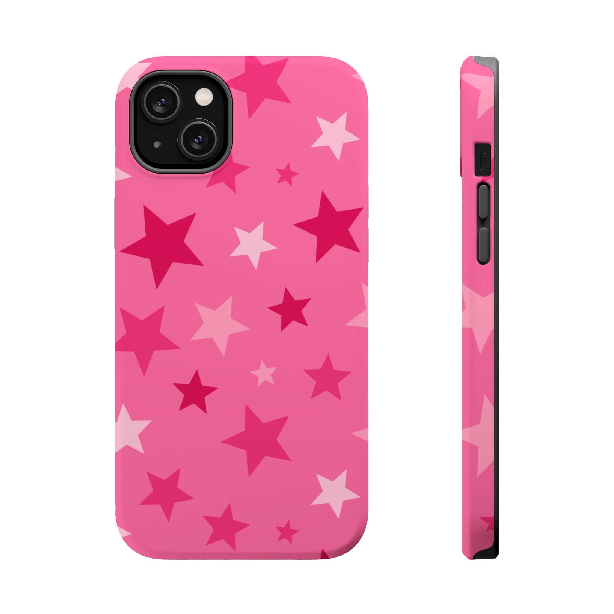 Cute Starry Sweetheart Pink Phone Case, perfect accessory for trendsetters and iPhone protection.