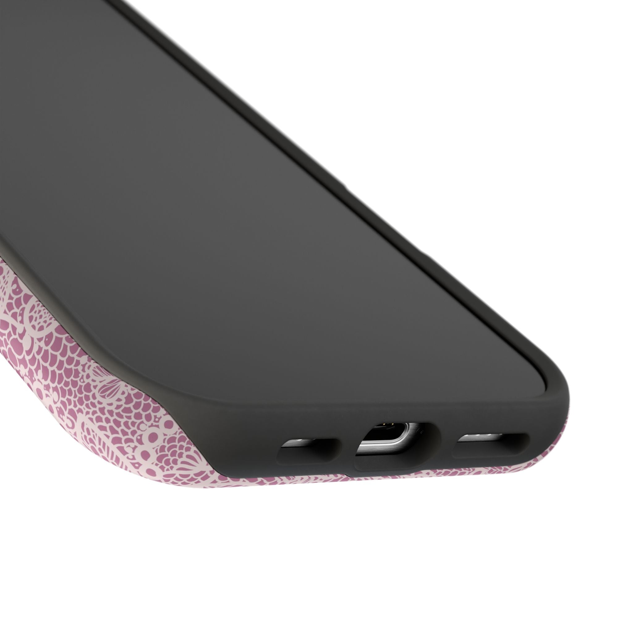 Pink Lace MagSafe iPhone Case with floral design, offering cute country charm and stylish phone protection.