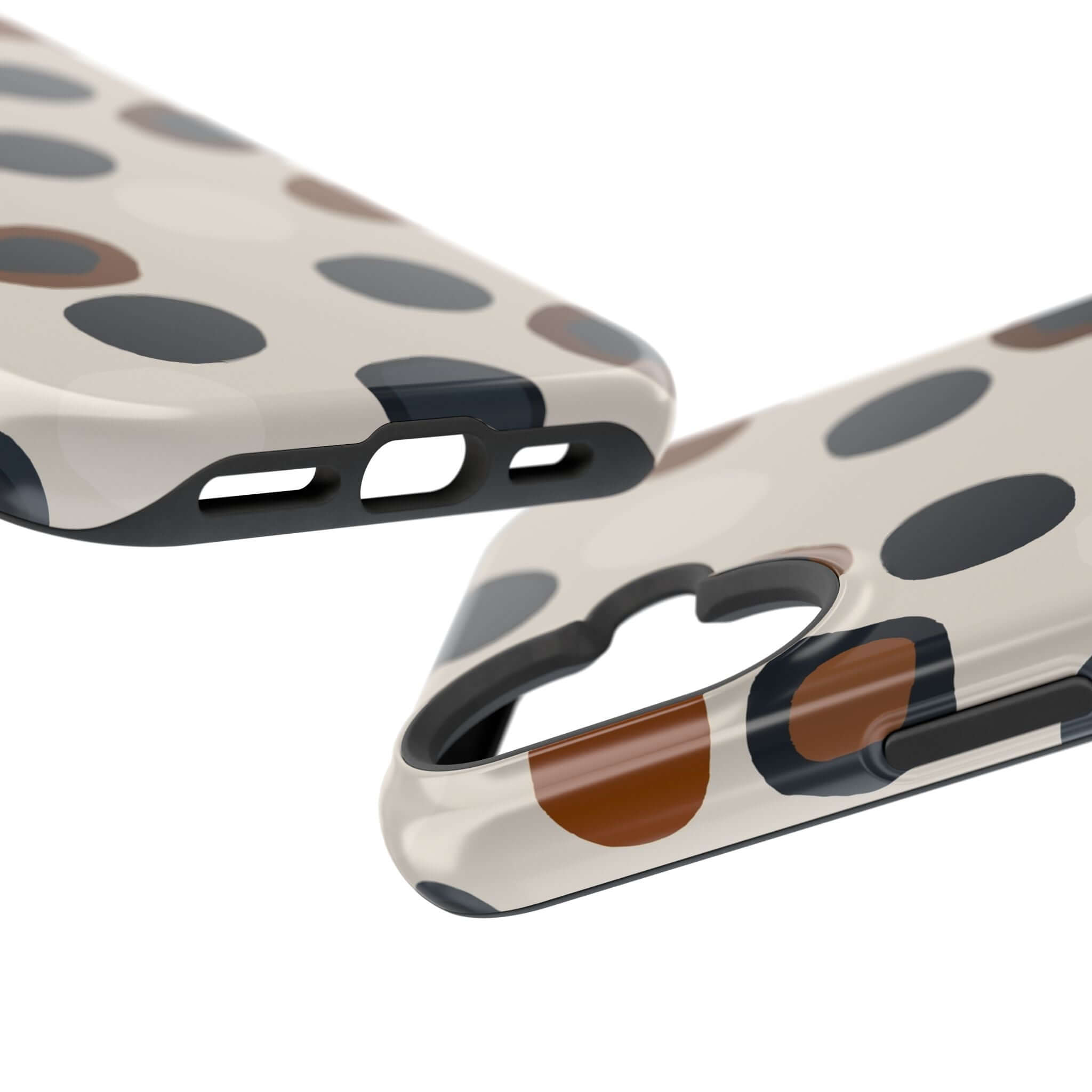 Modern Spots MagSafe Case with abstract brown patterns for iPhone, a colorful and cute phone accessory for fashion-forward adventurers.