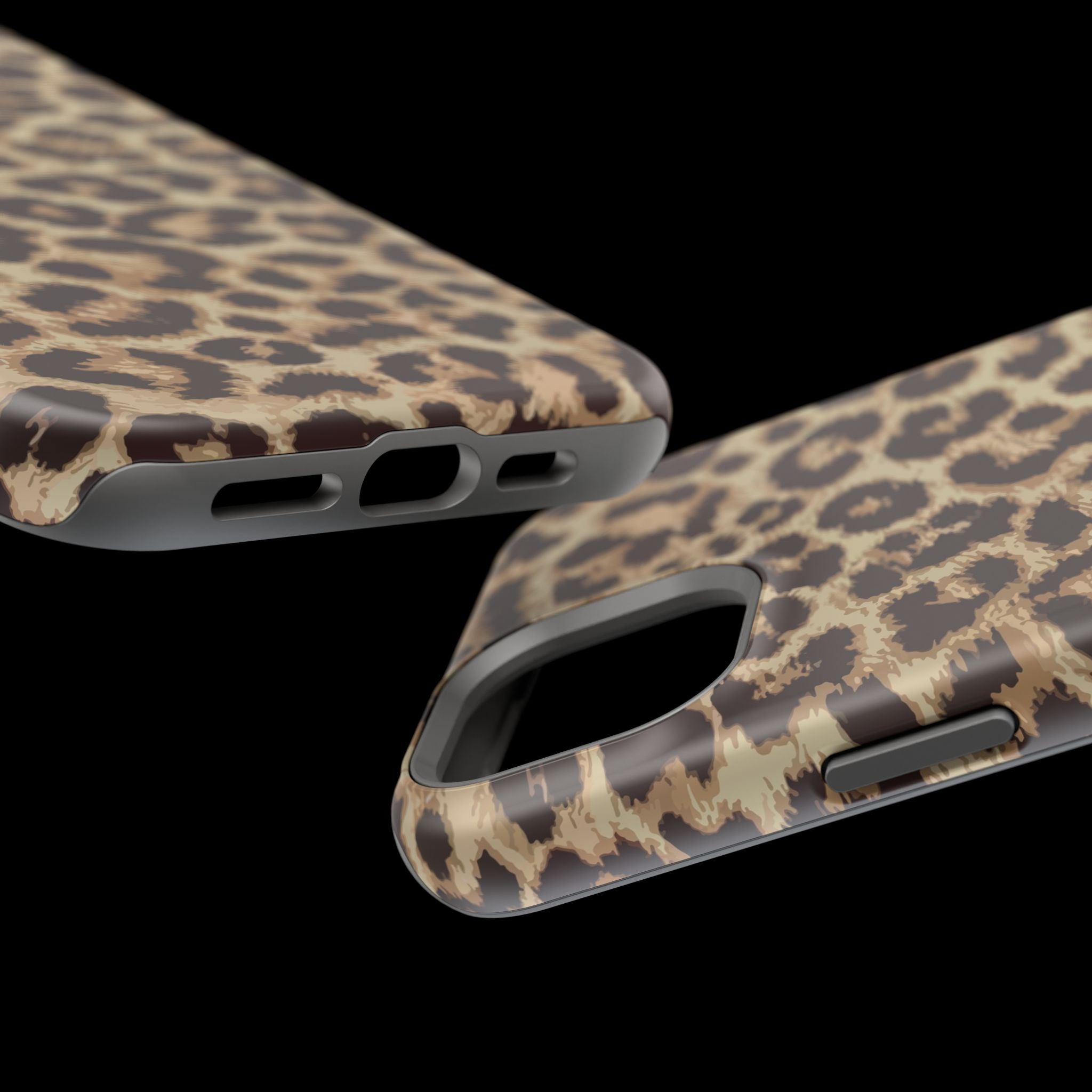 Cute cheetah print iPhone 16 MagSafe phone case, Savannah Rush design, stylish and protective accessory.