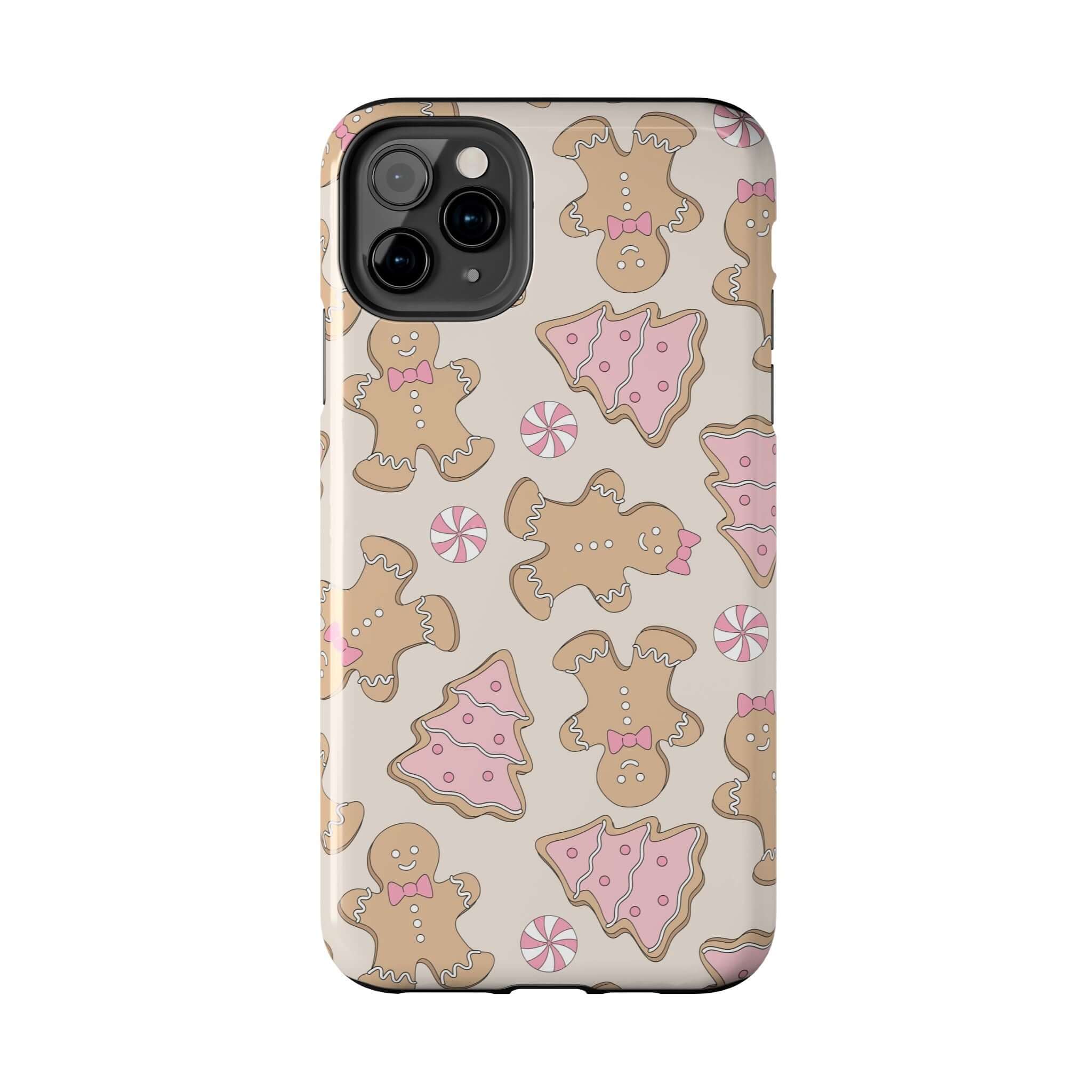 Cute Gingerbread Girlie iPhone case with festive Xmas cookie design, perfect Christmas phone cover for holiday cheer.