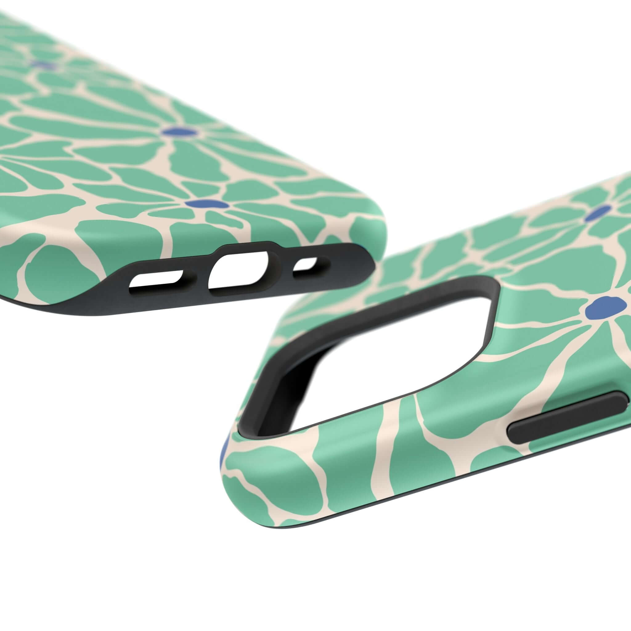 Cute phone cover with tropical floral design, showcasing a retro style Apple iPhone case with precise cutouts for easy access.