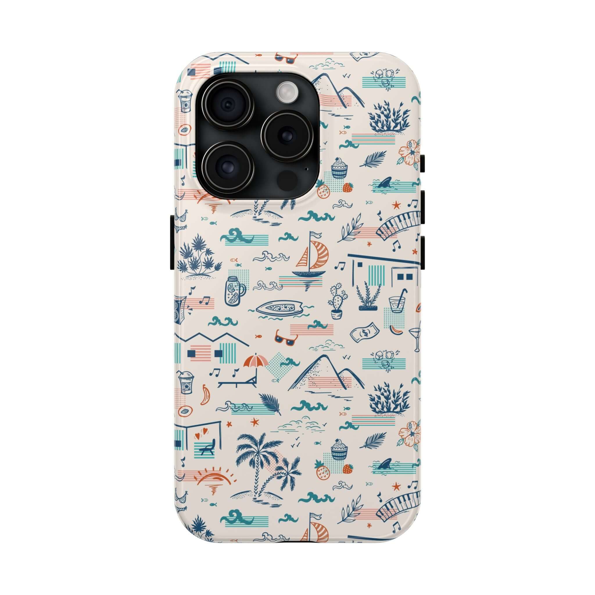 Forever on Vacation colorful iPhone 14 Pro Max case with cute summer designs, also available for Samsung S23.