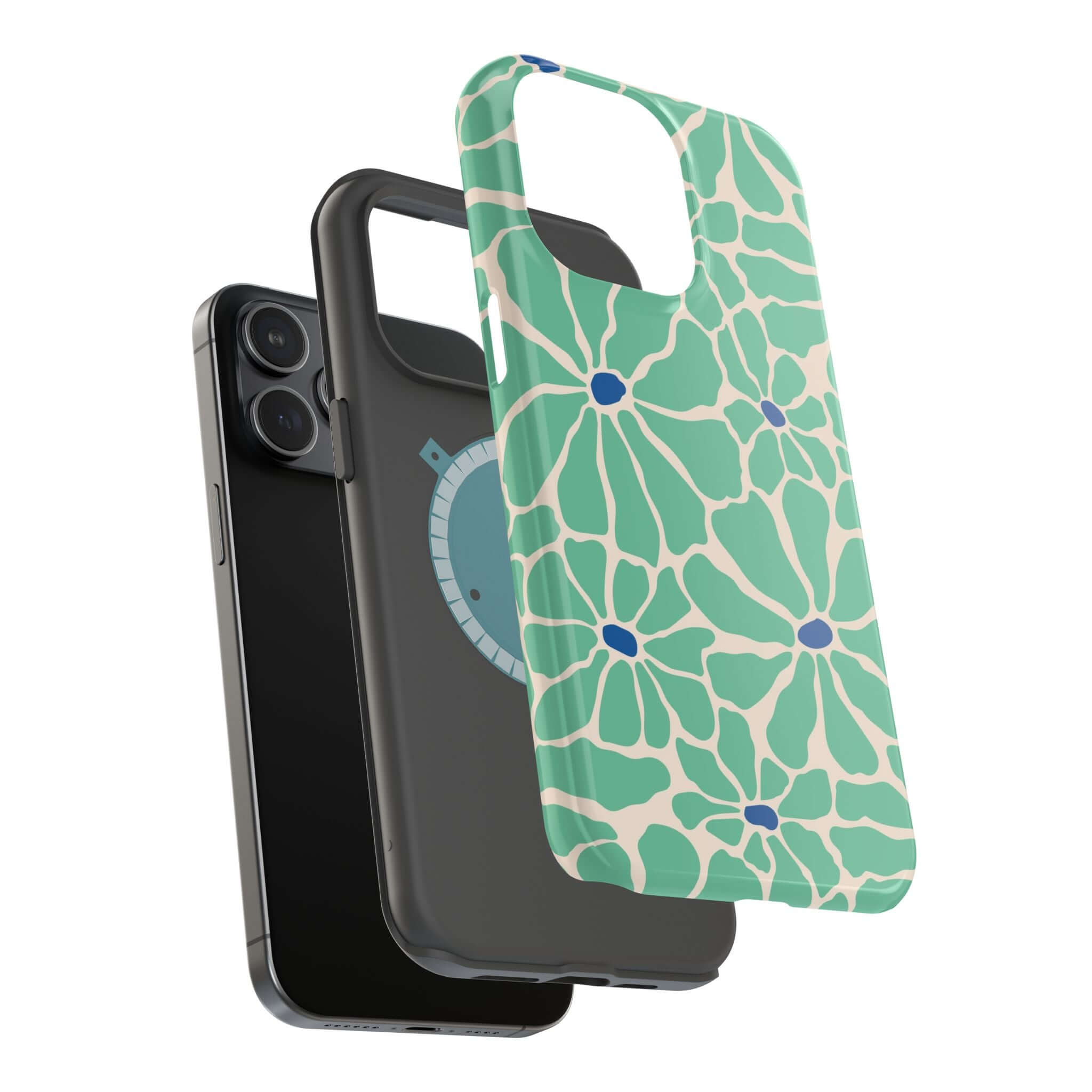 Cute phone cover featuring a tropical floral design, showcasing MagSafe technology for Apple iPhone protection.