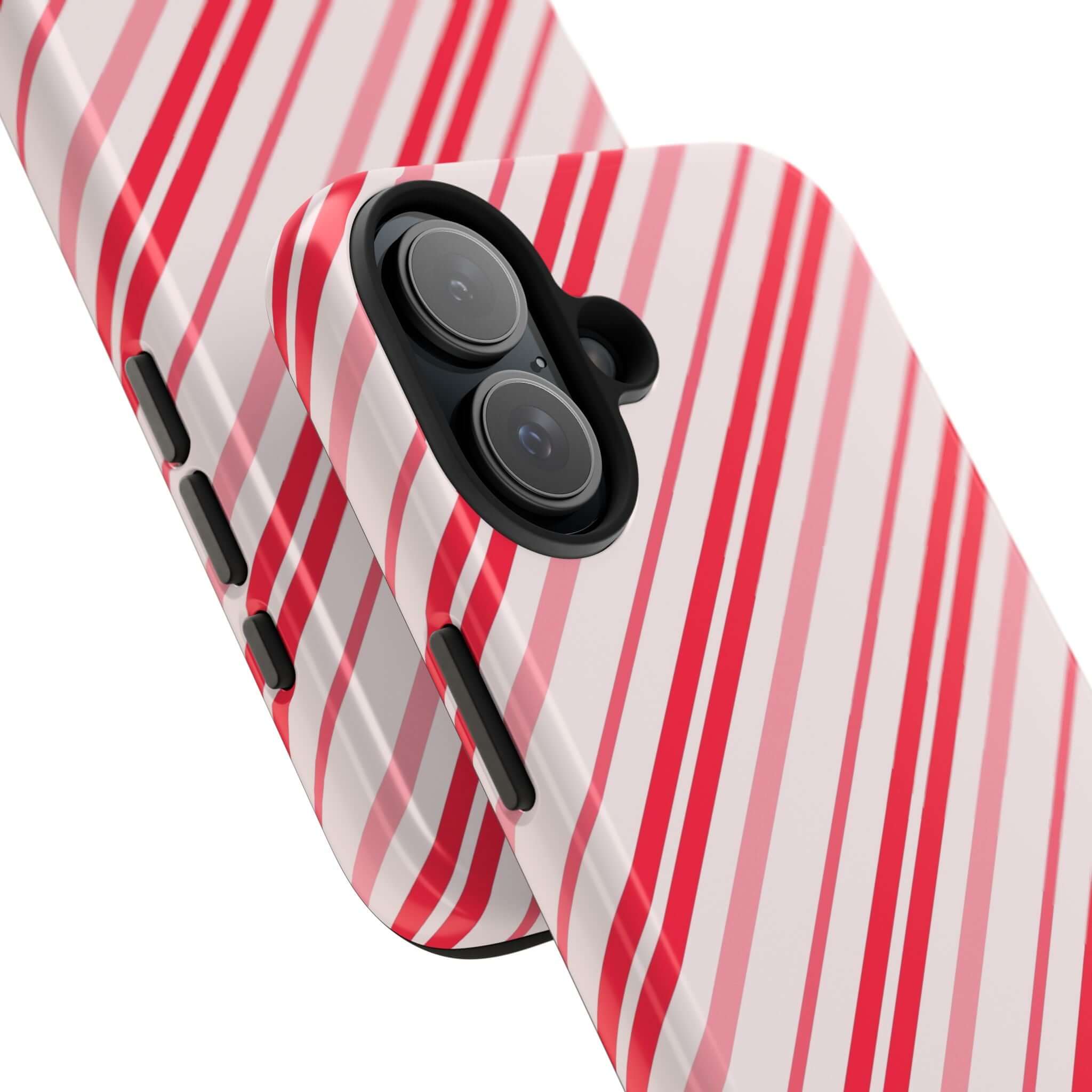 Festive Candy Cane Cutie striped iPhone case with Christmas design, perfect cute holiday phone accessory and custom gift option.