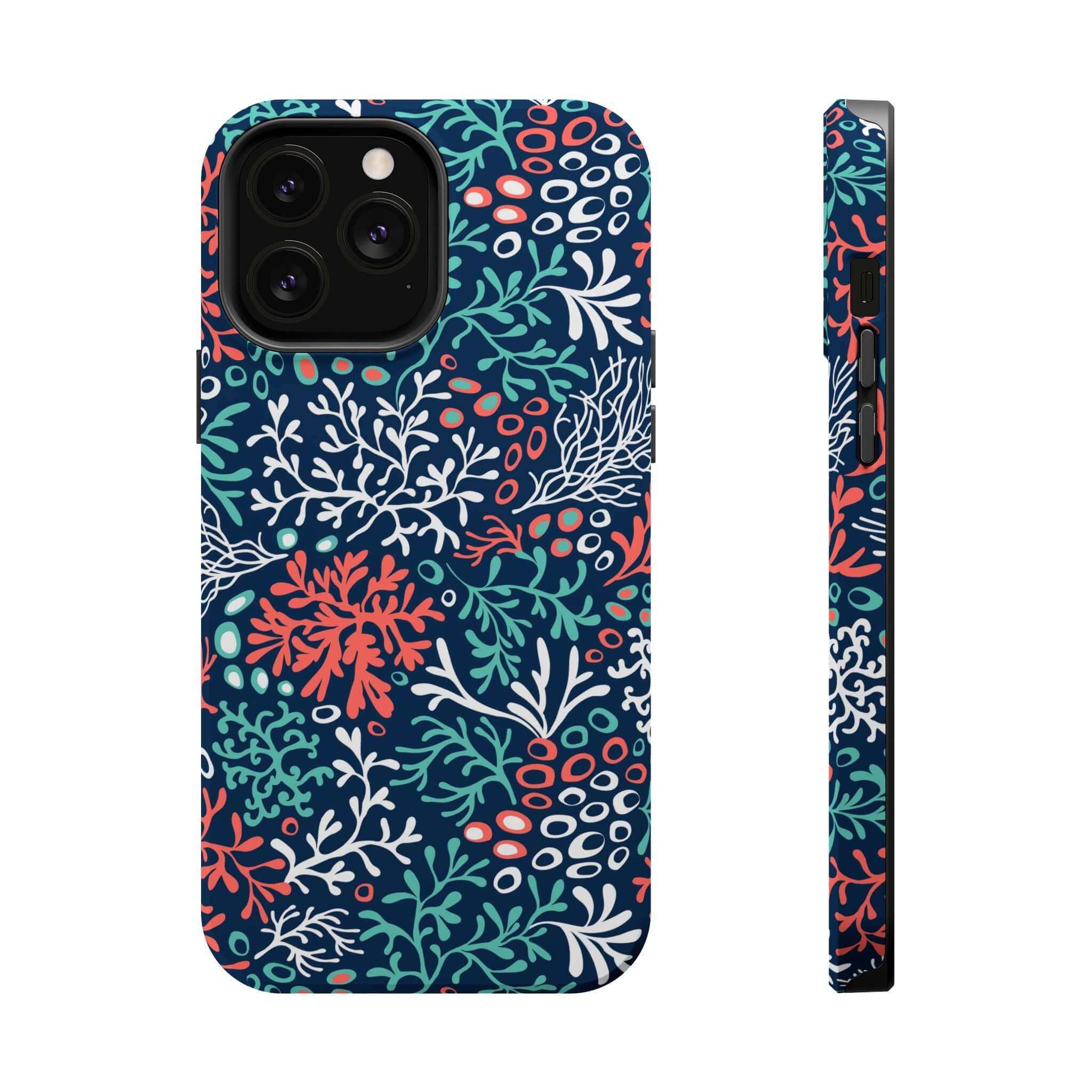 Colorful Coral Reef Print iPhone 16 Case - Cute Beachy Phone Cover, Perfect for Sea Lovers