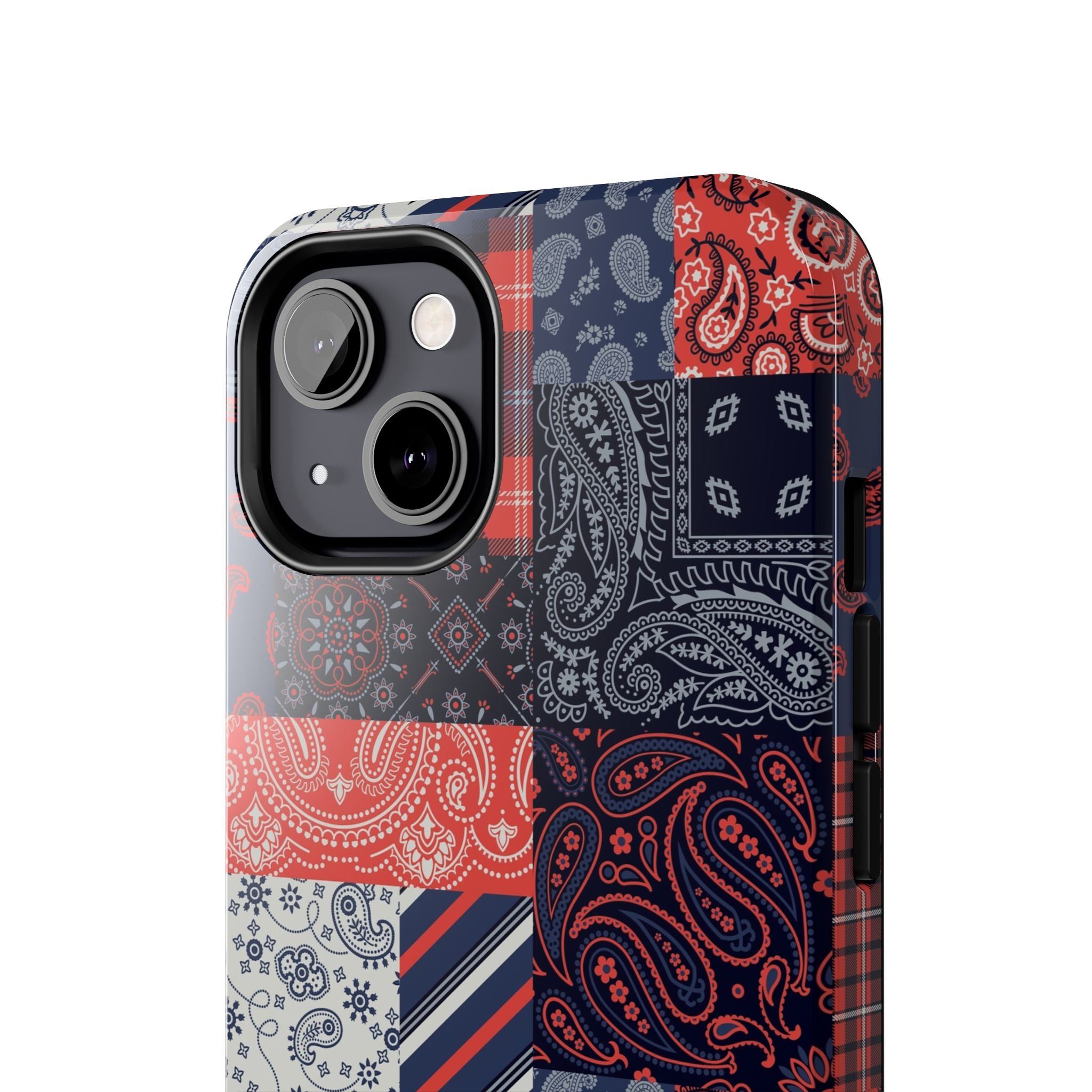 Boho Bandit bandana patchwork iPhone 14 Pro case - cute and protective phone case for fashion-forward, bookish individuals