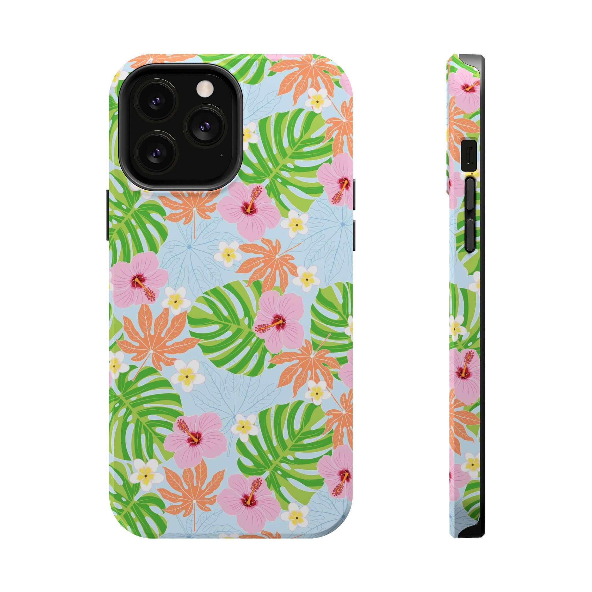 Island Hibiscus MagSafe iPhone 14 Pro case with colorful tropical floral design, cute phone cover for a tropical paradise vibe.