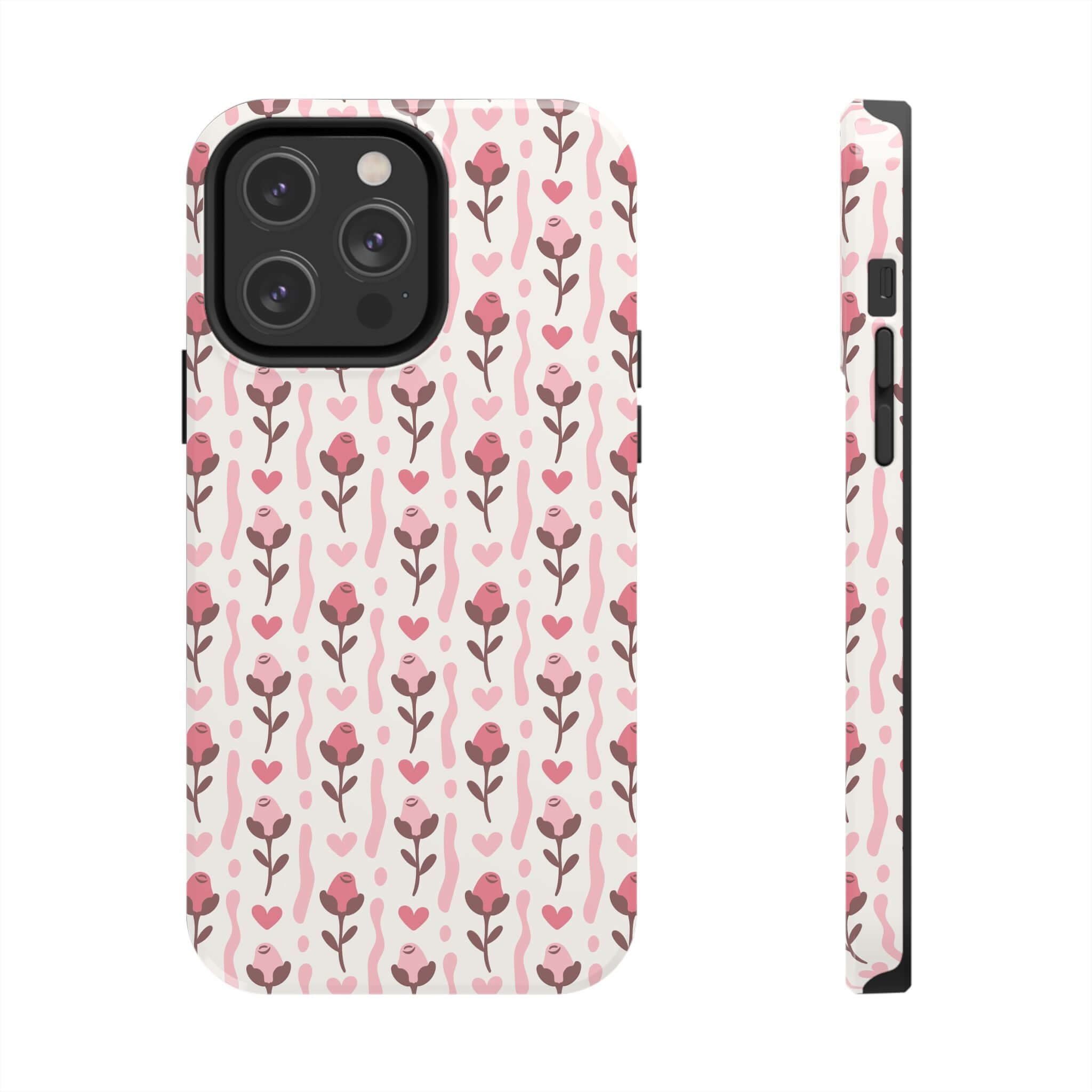 Cute iPhone case with red rose pattern, custom phone case with free shipping, charming coquette design phone cover for iPhone