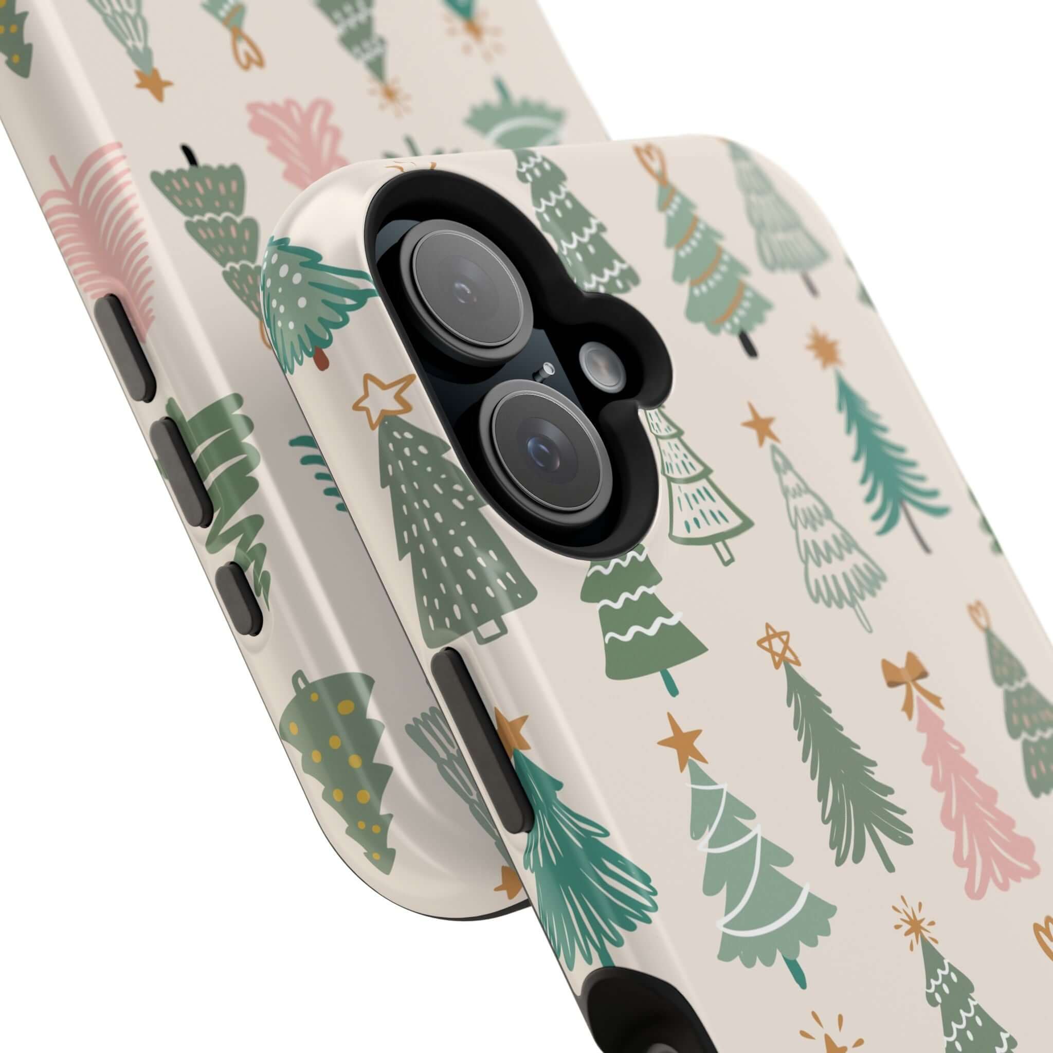 Festive O Christmas Tree MagSafe phone case with holiday tree design, perfect cute xmas phone cover, christmas and holiday case.