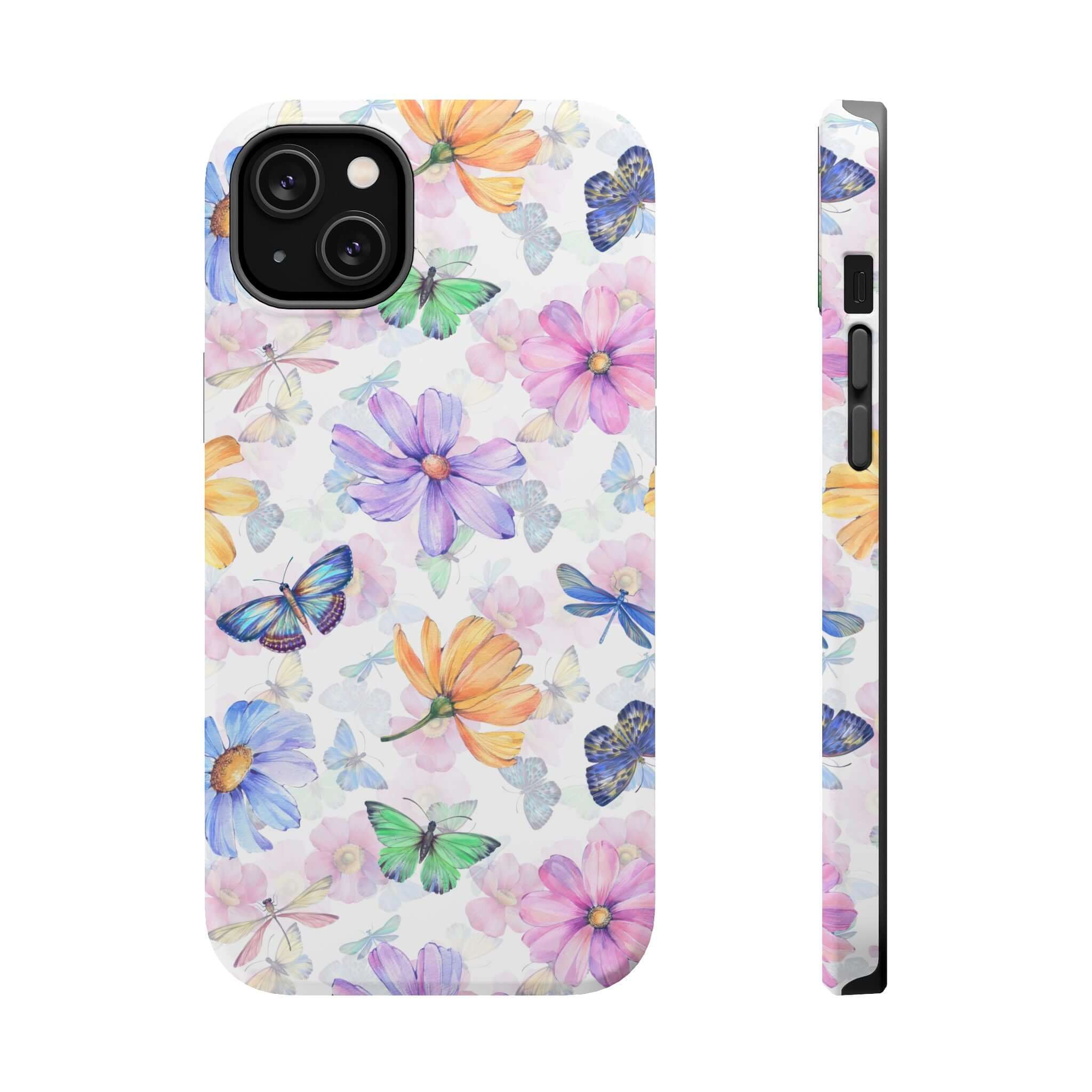 Cute MagSafe iPhone 16 Case with Watercolor Butterfly and Floral Design - Protective and Stylish Phone Cover