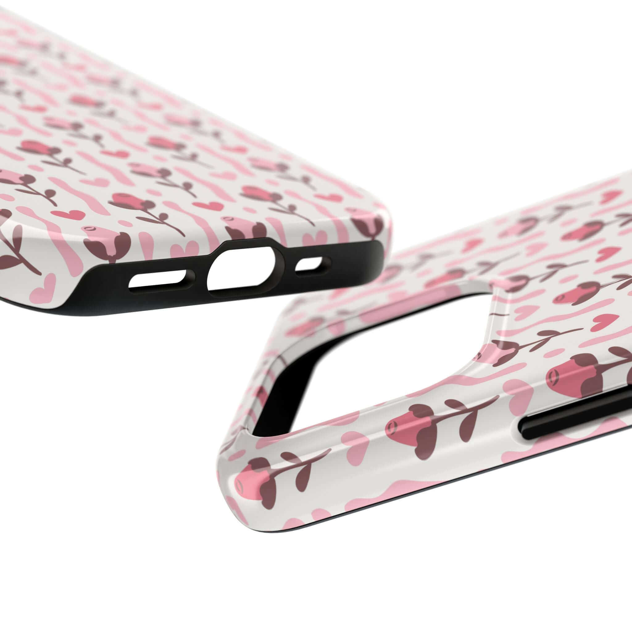 Cute iPhone case with pink and brown floral design, free shipping on custom phone covers, phone cover for iPhone.