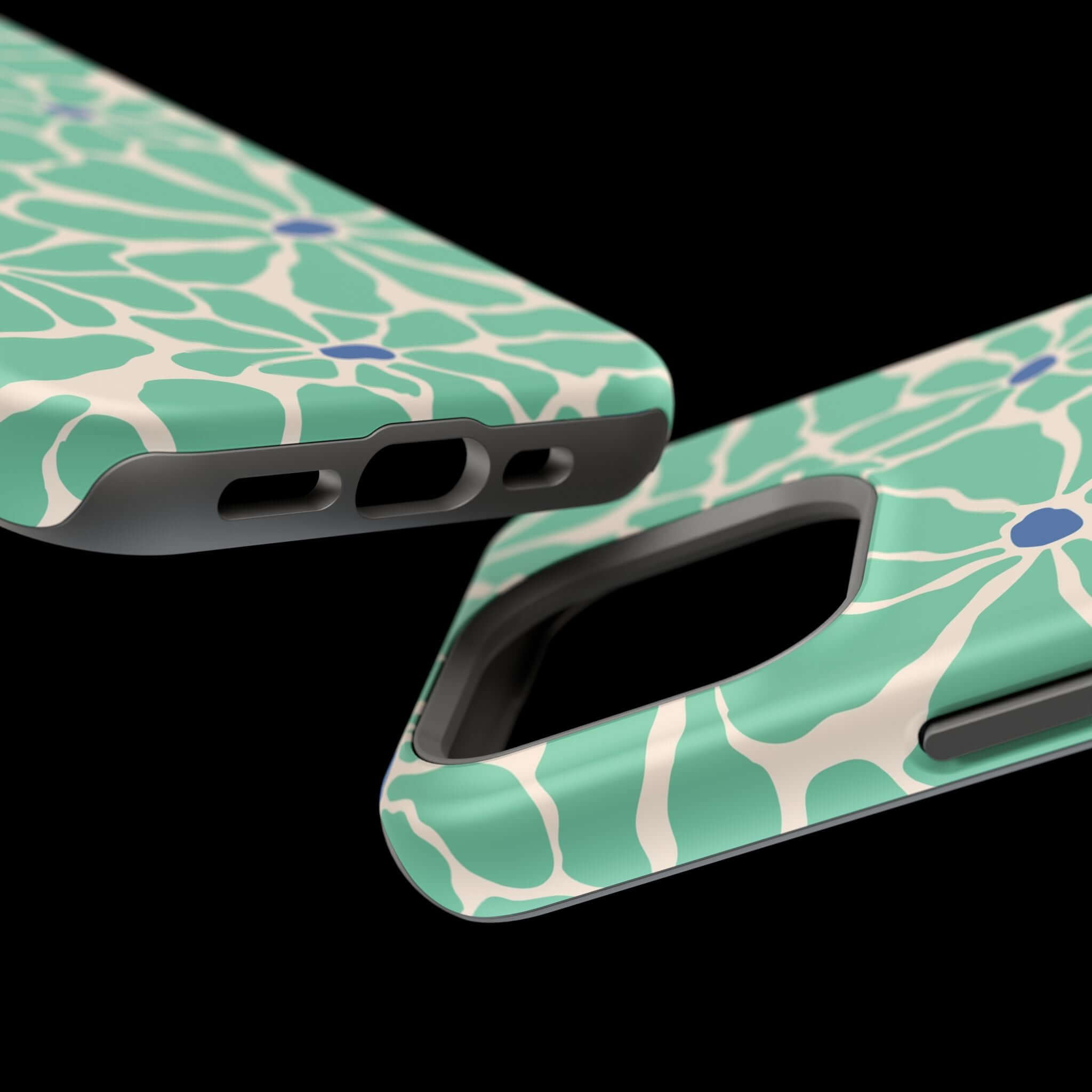 Close-up of Tropical Splash Retro Floral Case, showcasing a cute phone cover for Apple iPhone with vibrant floral design.