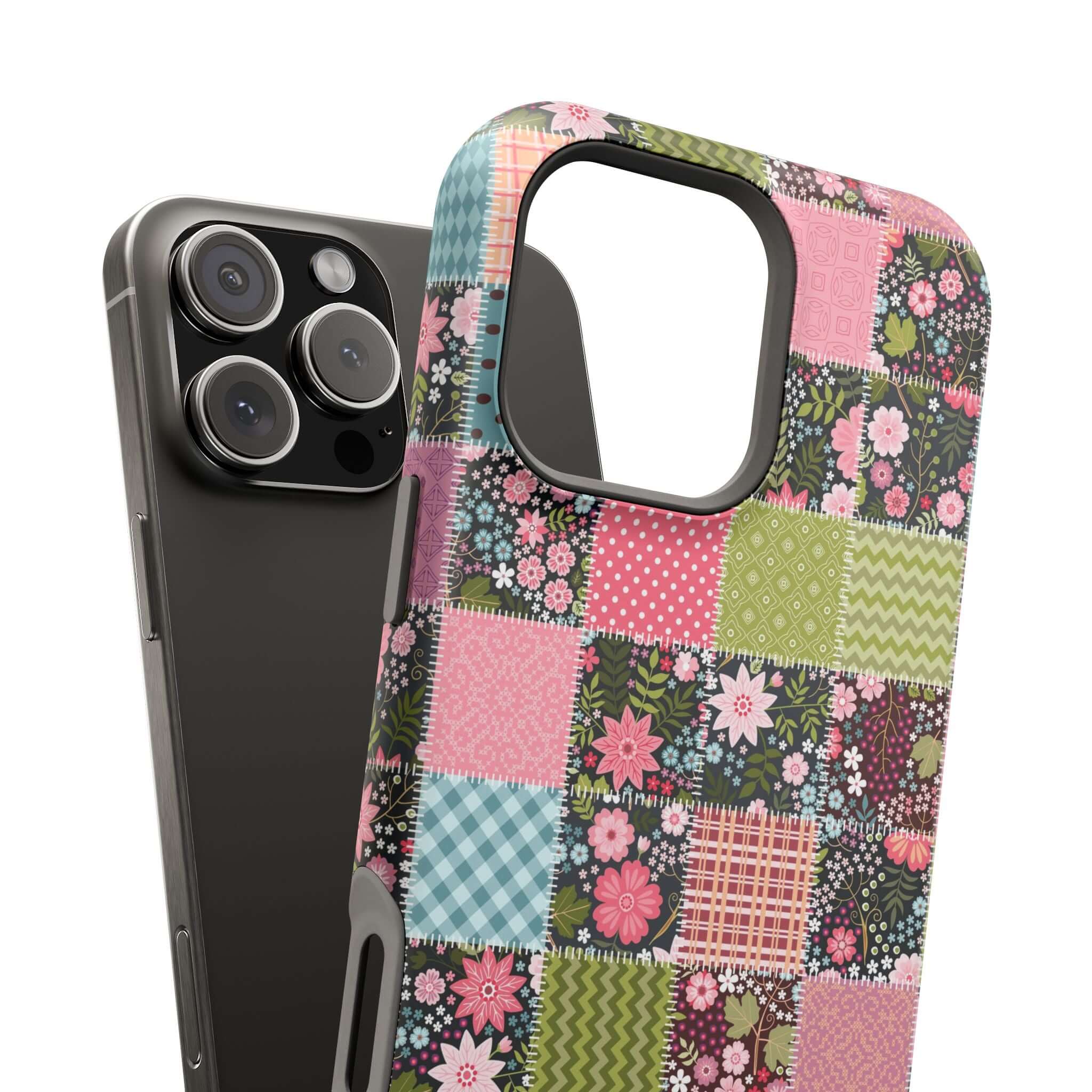 Groovy Floral iPhone MagSafe Case with Wildflower Patchwork Design – Cute Phone Cover for Free-Spirited Souls