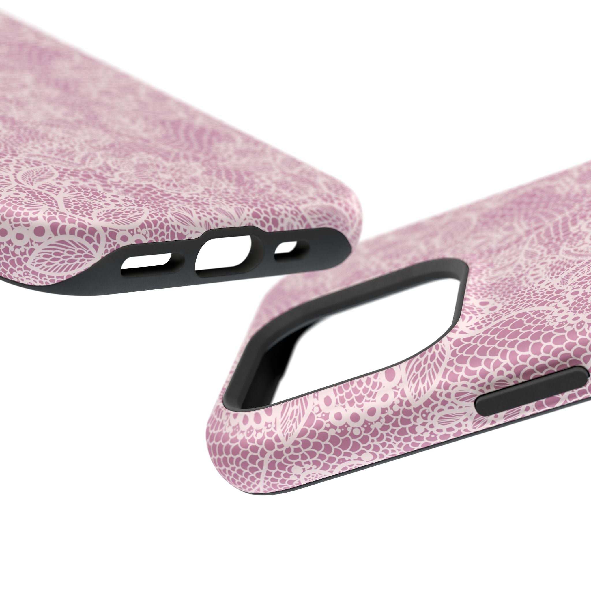 Pink Lace MagSafe iPhone Case - Cute Floral Phone Cover with Country Charm and Enhanced Protection