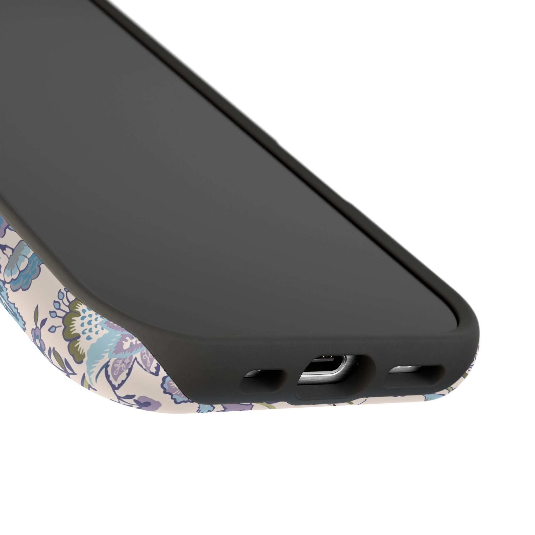 Blue CottageCore floral MagSafe iPhone case with cute design, offering stylish protection for those who adore nature-inspired phone covers.