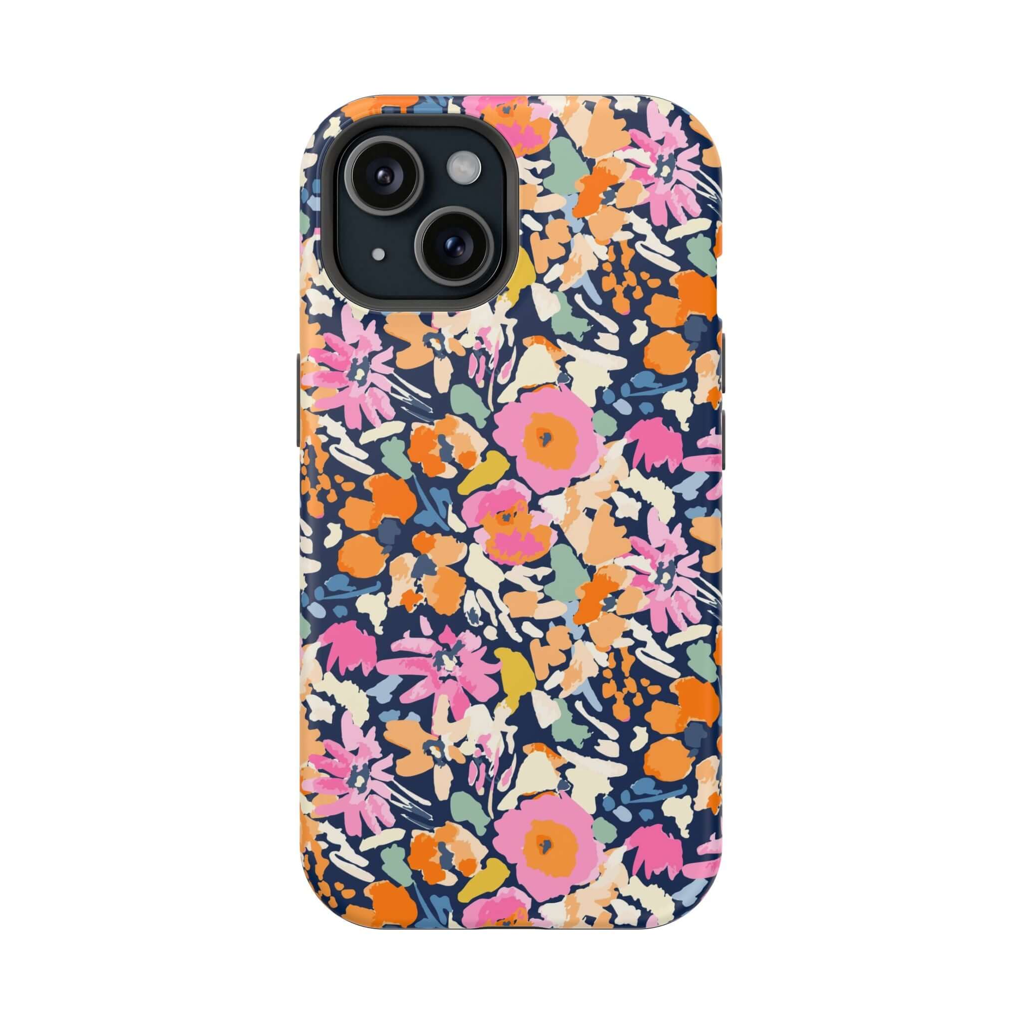 Colorful Botanic Burst cute MagSafe iPhone 16 case with vibrant floral design for a touch of whimsy and protection.