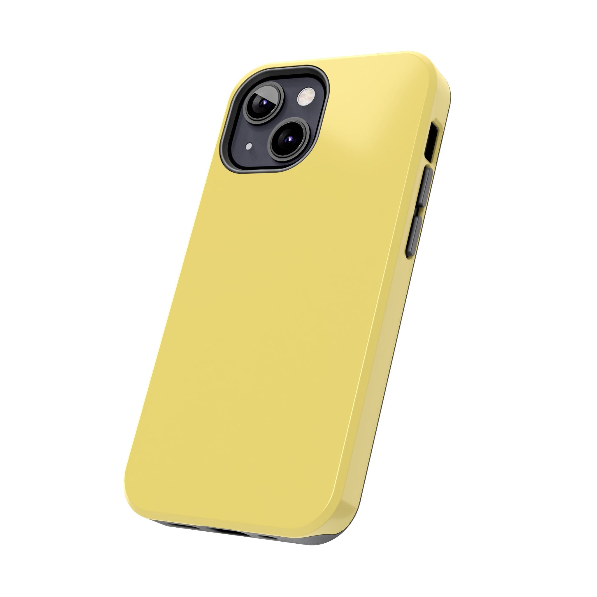 Solid yellow iPhone case in Lemon Drop color, offering a cute and playful design. Perfect phone case for iPhone lovers seeking fun style.