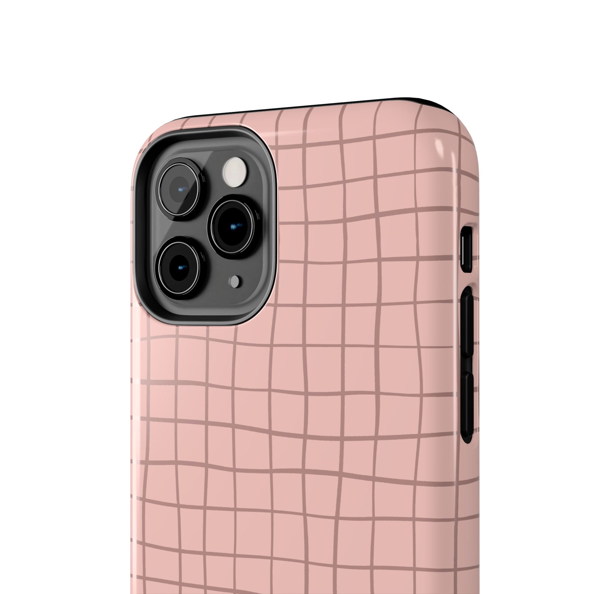 Blush grid pink abstract iPhone case with free shipping, custom phone cover, and cute design for stylish iPhone protection.