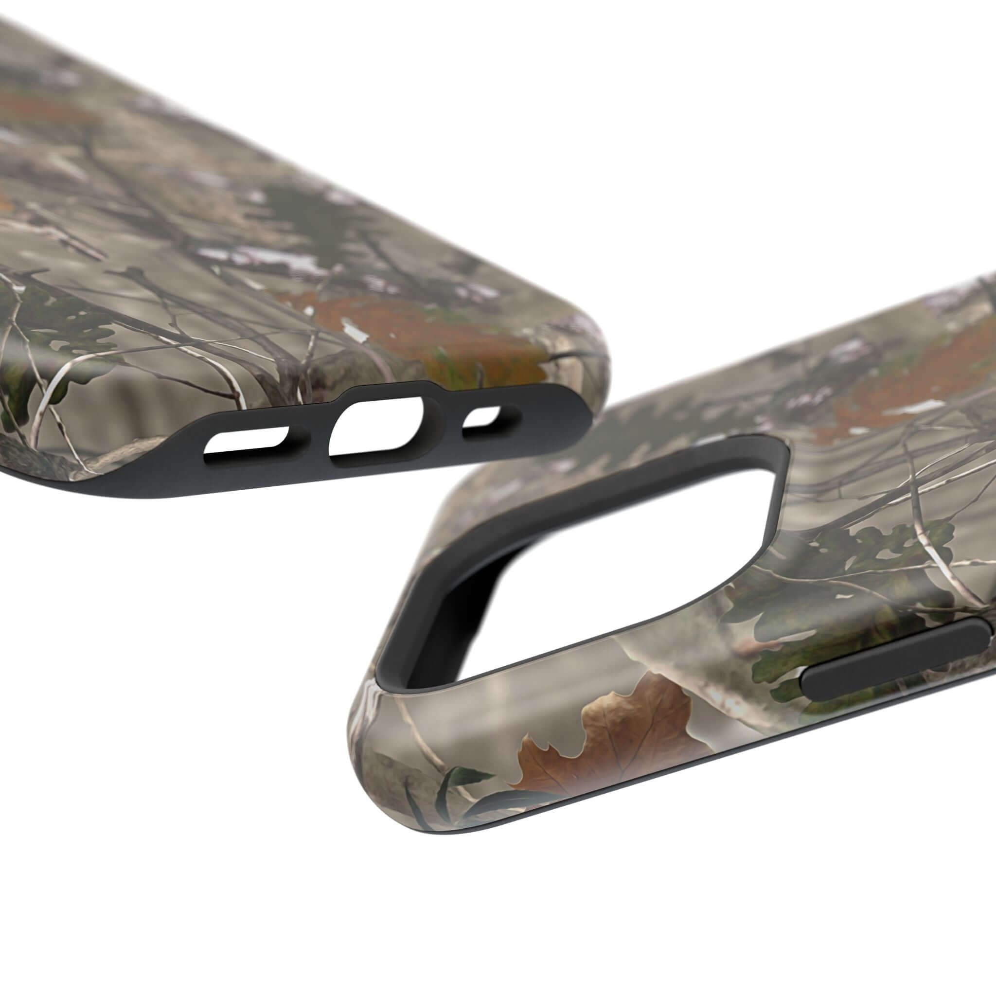 Modern forest camo phone case with MagSafe, showcasing a cute animal print design for stylish protection.