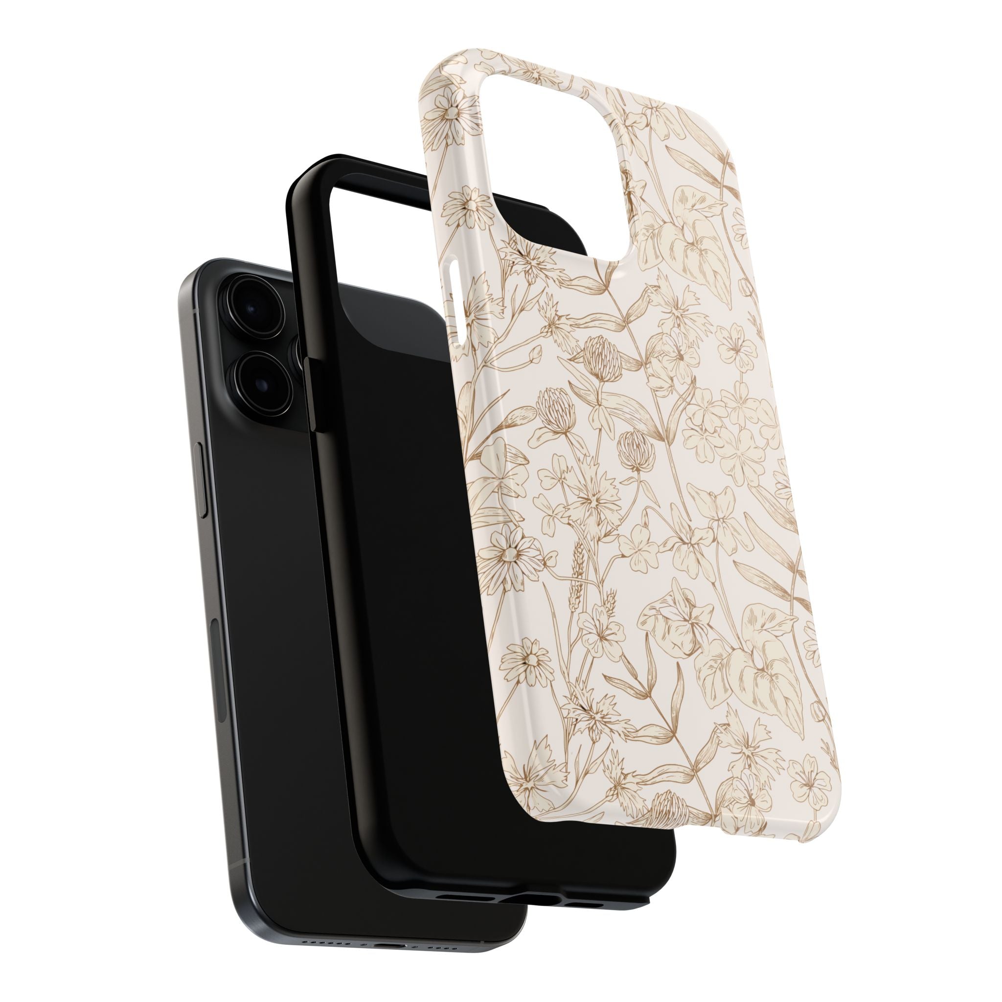 Beige Thyme tan garden iPhone 16 case with floral design, perfect cute phone cover for nature lovers.