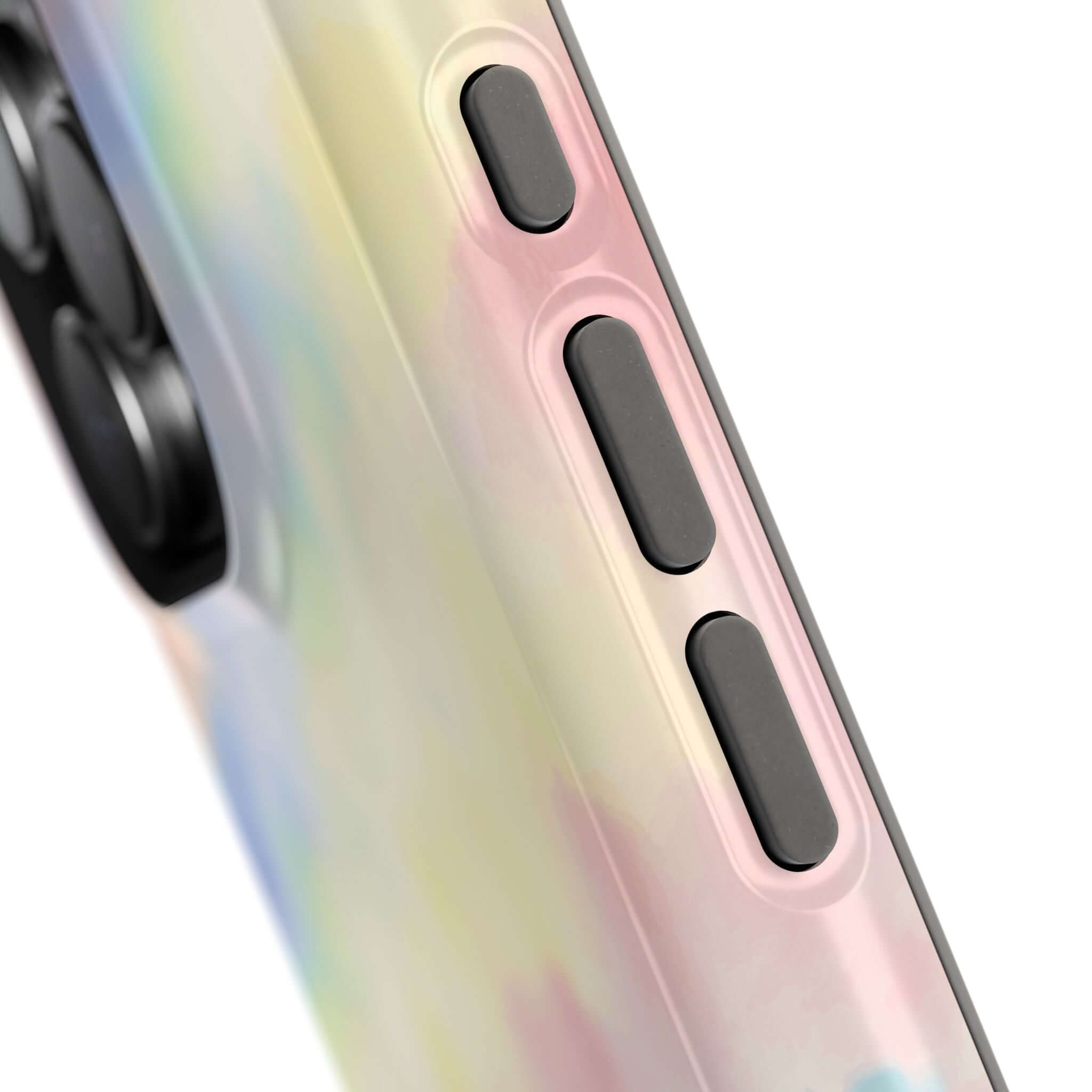 Pastel tie dye iPhone case with MagSafe compatibility, featuring a cute and colorful design for a unique phone case look.