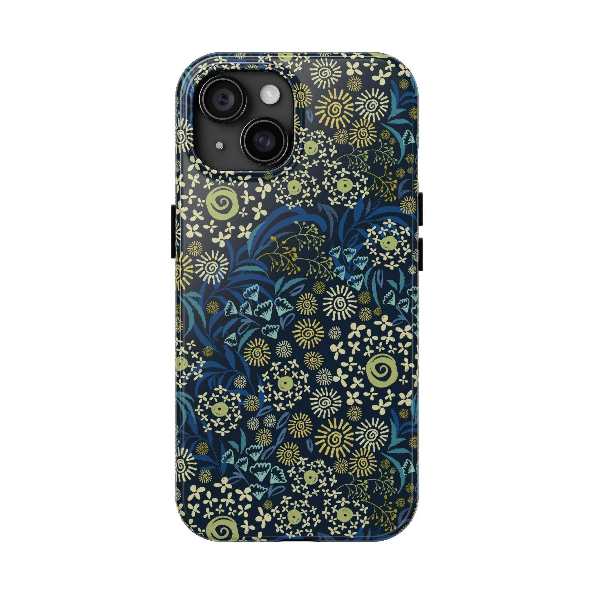 Botanic Breeze blue floral iPhone case cover with cute whimsical design for phone protection