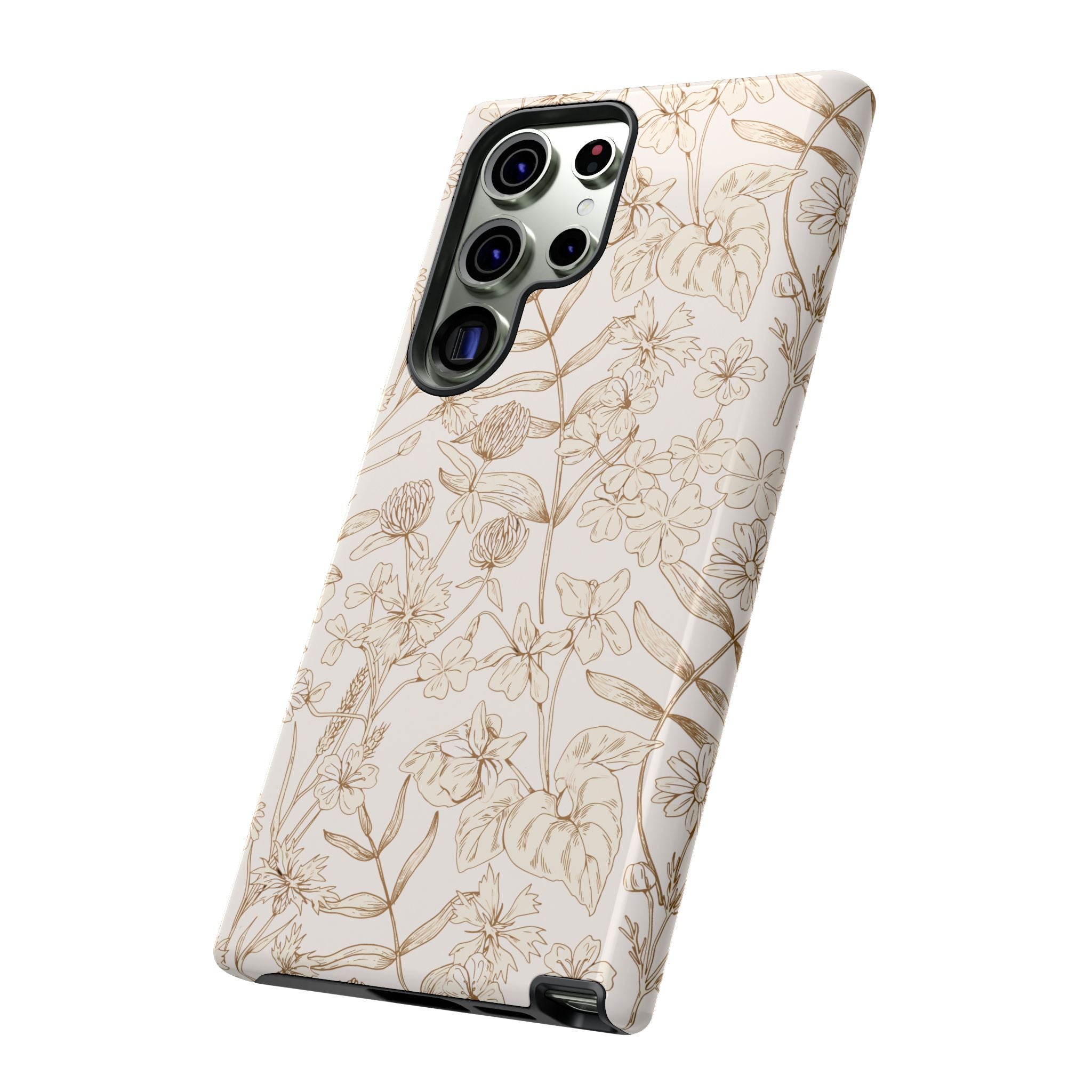 Cute Beige Thyme and Tan Garden Phone Case for Samsung with Floral Design, Versatile for iPhone 16