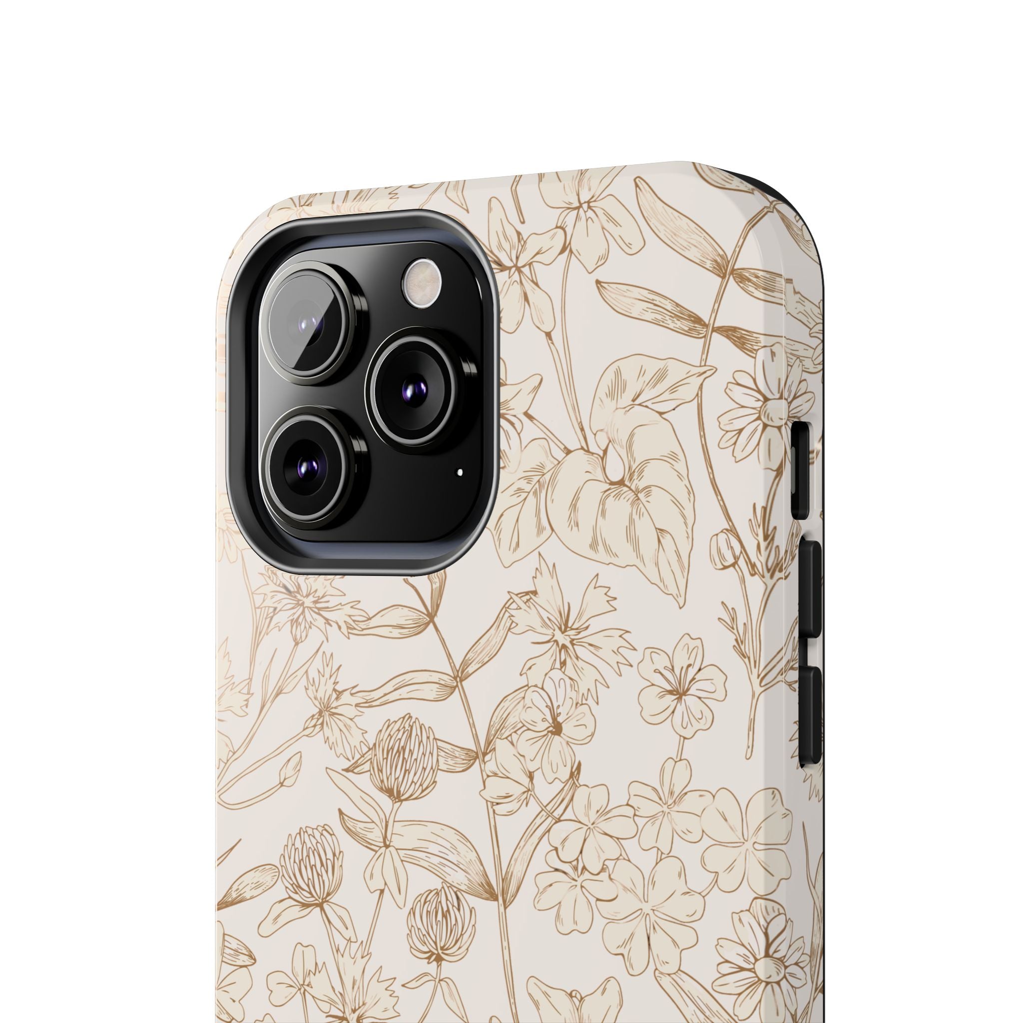 Beige Thyme tan garden phone case for iPhone 16 with cute floral design, perfect for nature lovers.