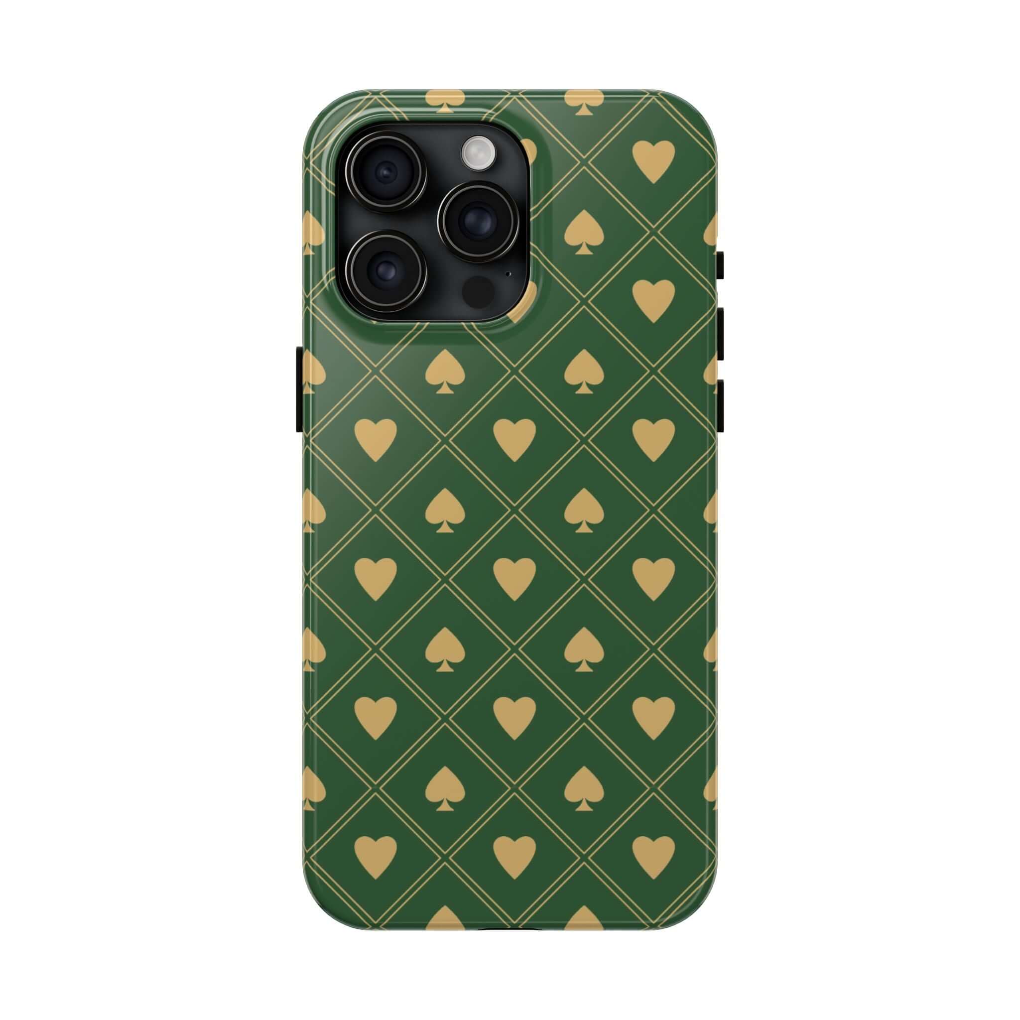 Royal Flush green spade phone case cover, cute iPhone case with floral design, Samsung case with hearts, free shipping