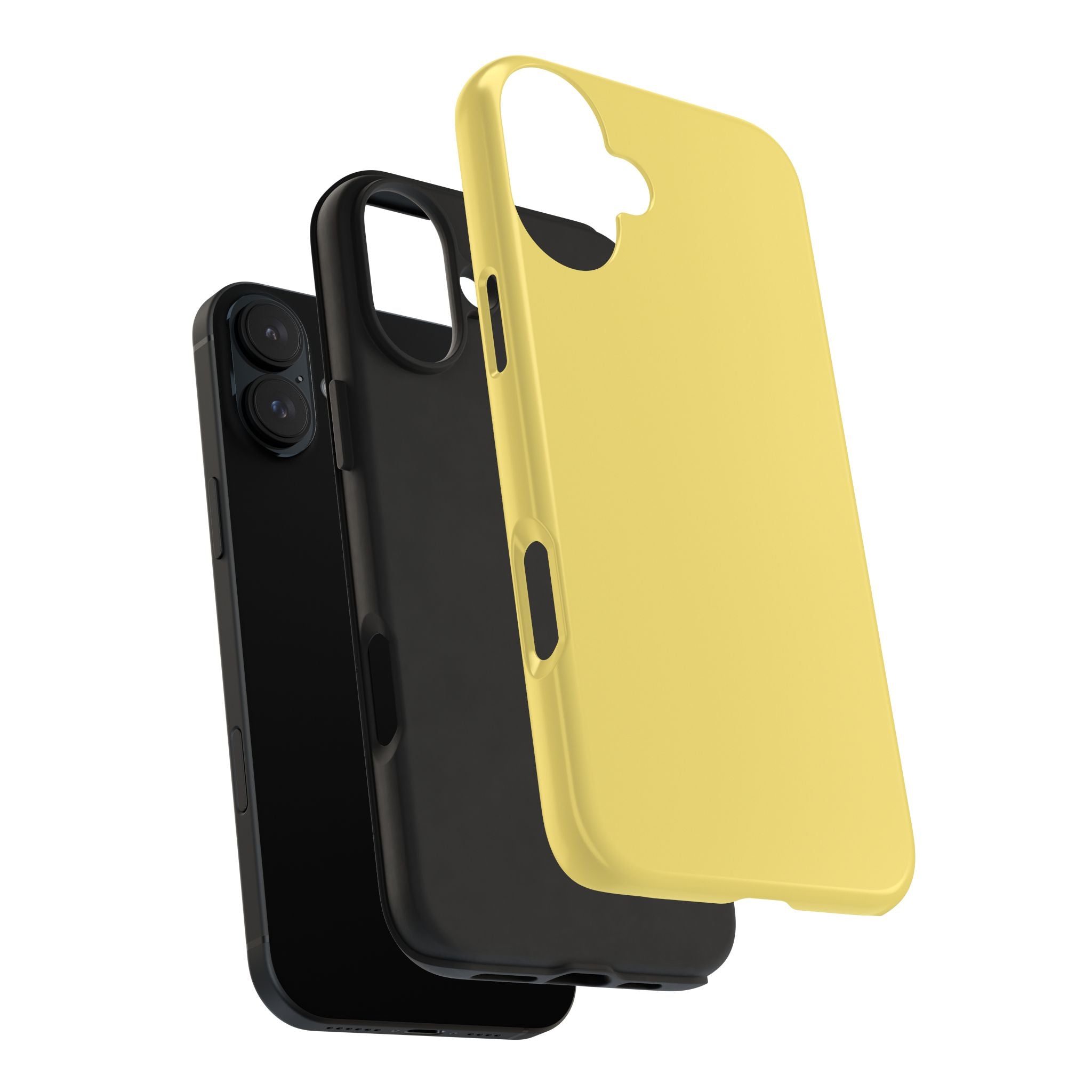 Solid yellow cute phone case for iPhone, showcasing Lemon Drop's playful and functional design.