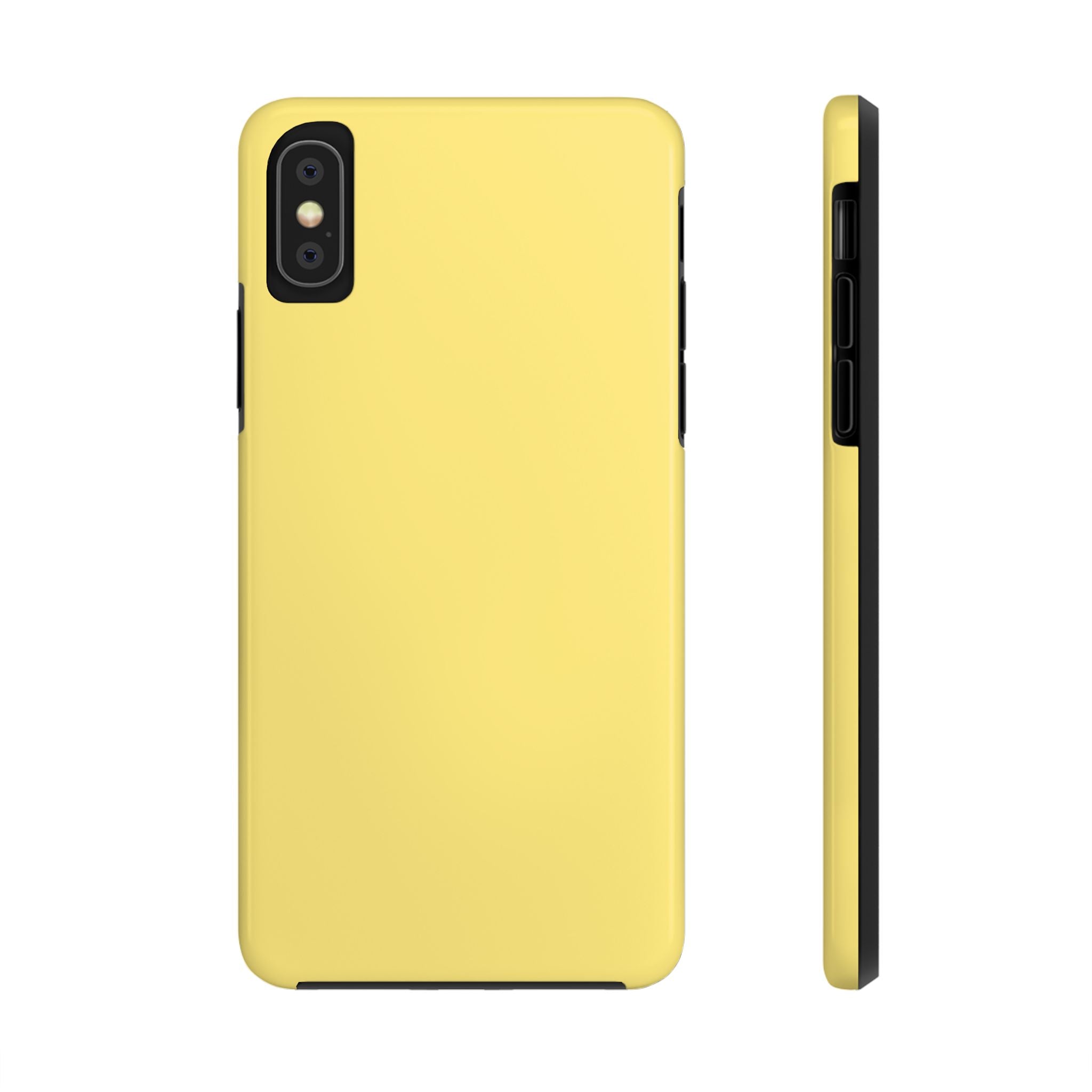 Cute solid yellow iPhone case, Lemon Drop, adds a pop of color. Perfect phone case for iPhone with a playful and fun design.