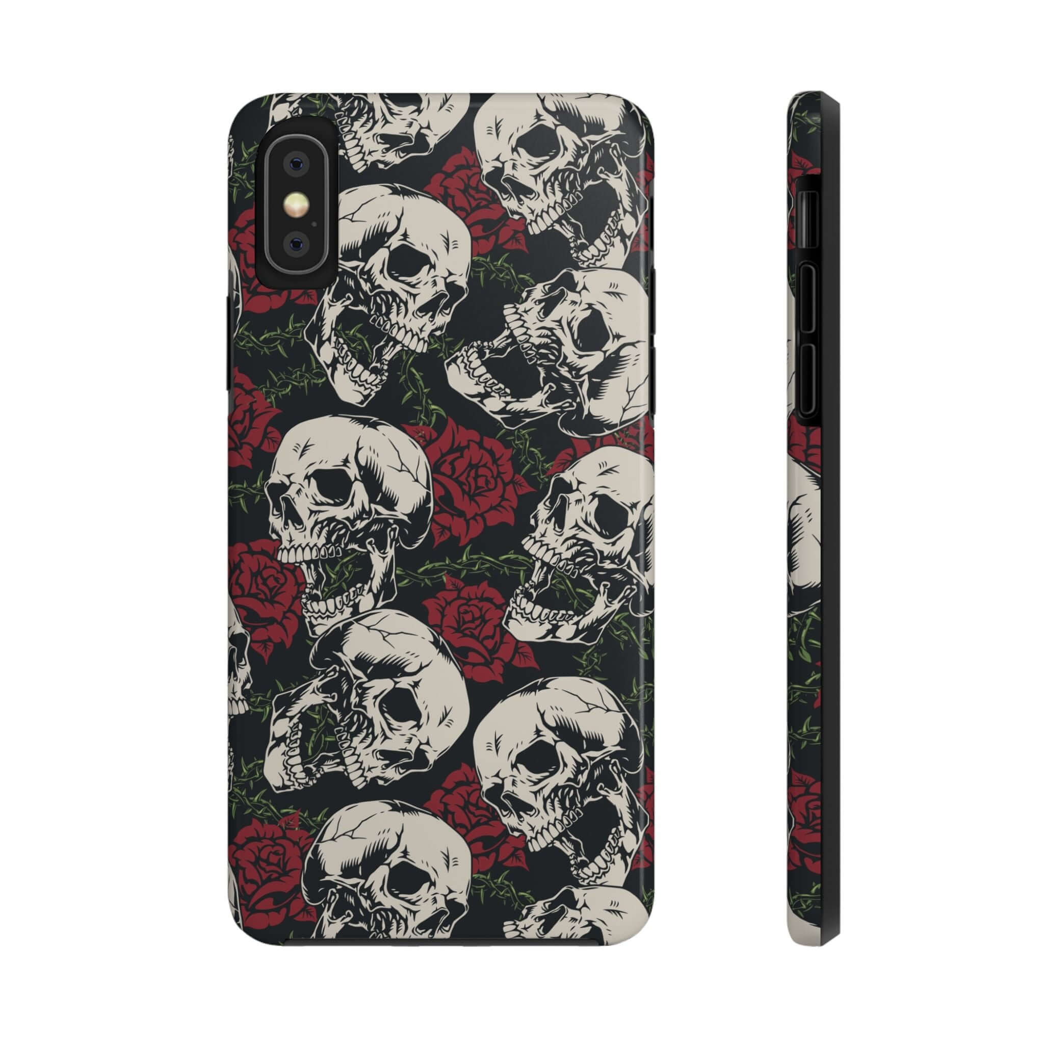 Cute MagSafe iPhone 16 Case with Skull and Rose Design - Cute Protective Biker Vibe Phone Case