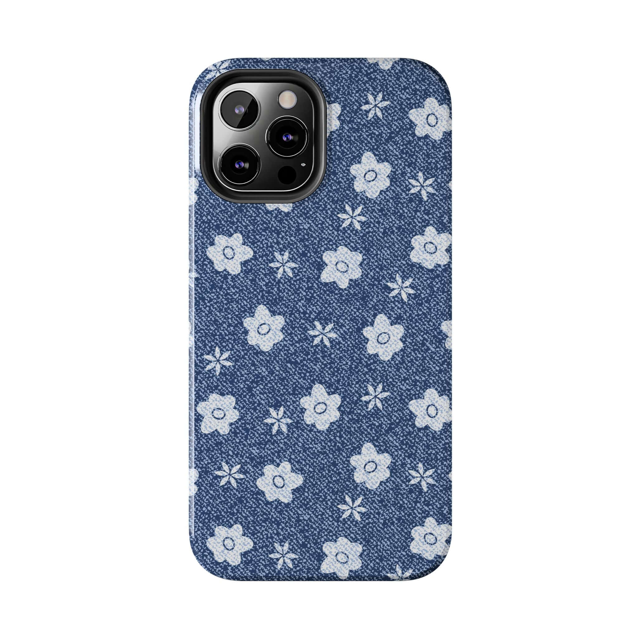 Daisies Denim iPhone 14 Pro Max Case - Cute Protective Phone Case