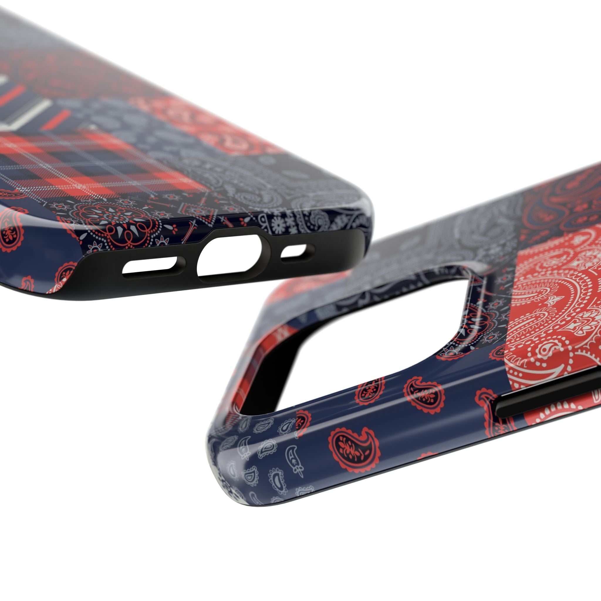 Boho Bandit Bandana Patchwork Case for iPhone 14 Pro - Cute and Bookish design, stylish phone protection.