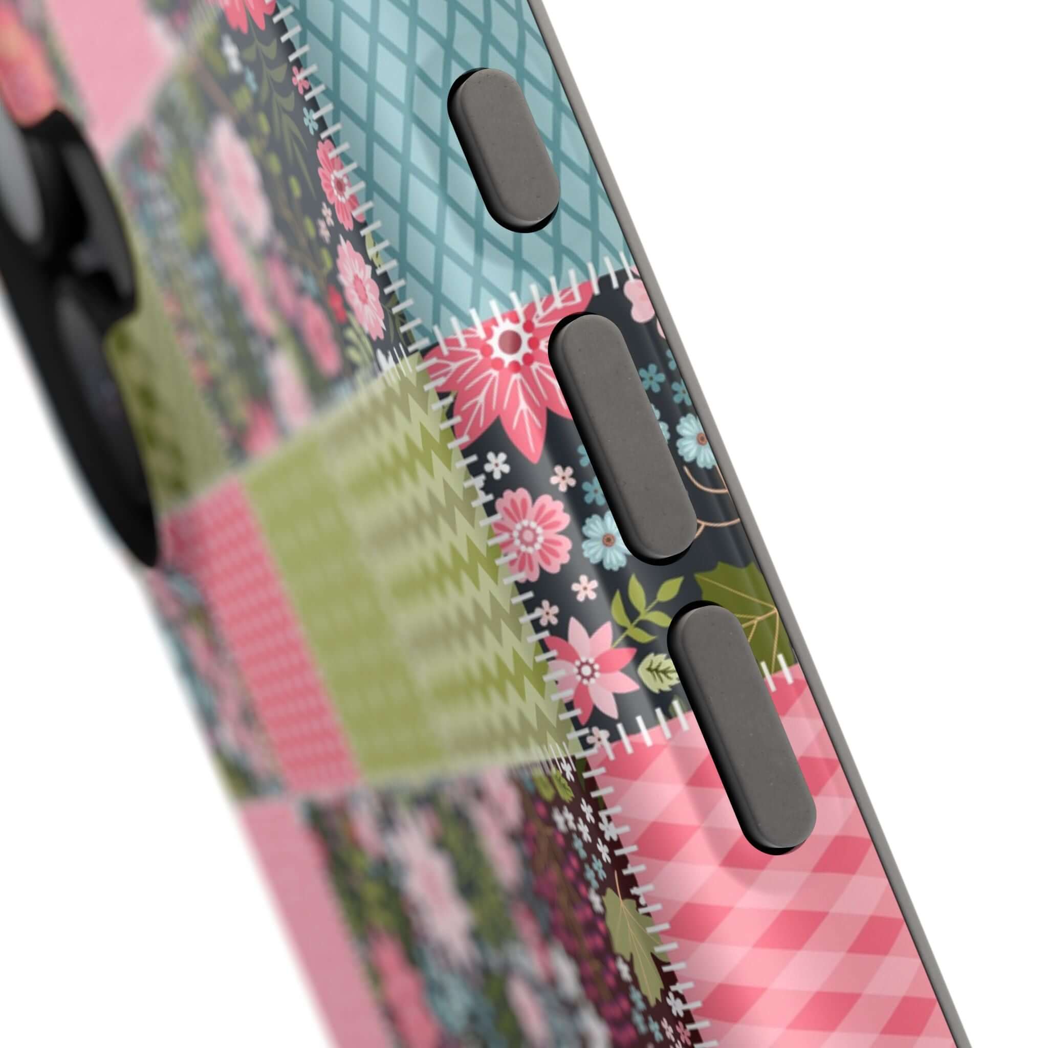 Groovy Flora Forage wildflower patchwork MagSafe iPhone case, showcasing a cute, free-spirited floral design.