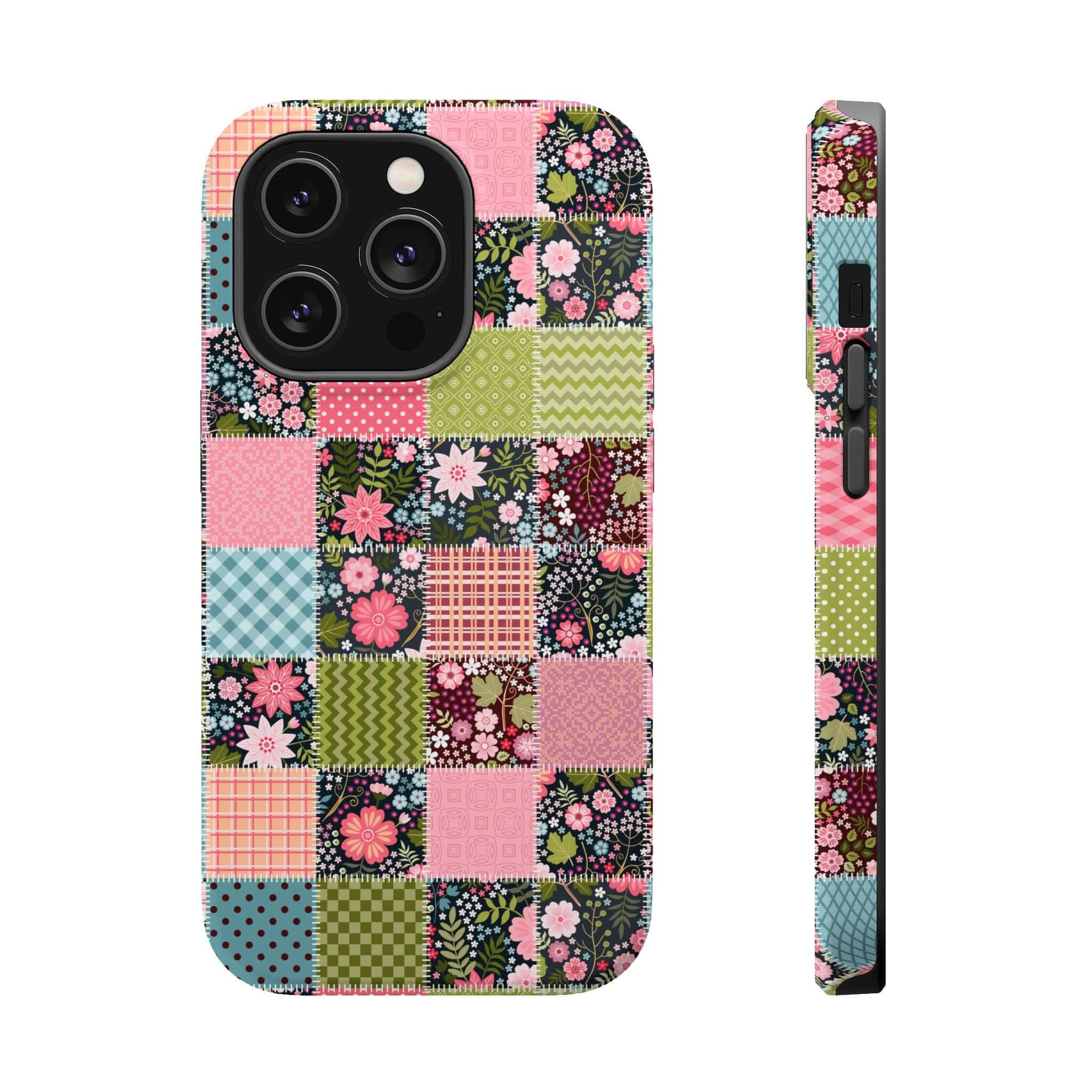 Flora Forage Wildflower Patchwork MagSafe iPhone Case, Cute Floral Phone Cover for Free-Spirited Style