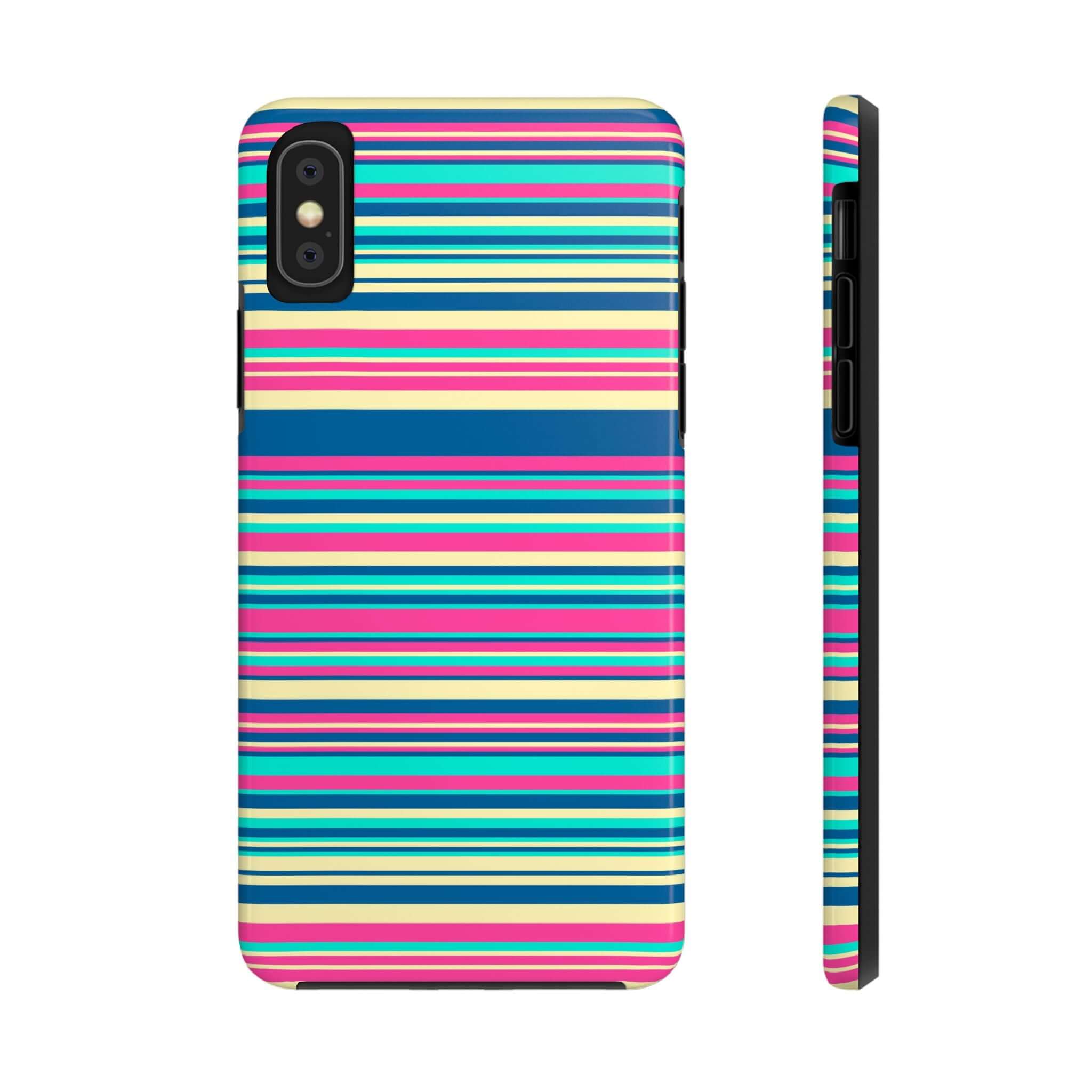 Color Pop colorful striped phone case for iPhone 14 and iPhone 15 - cute and playful design with free shipping.