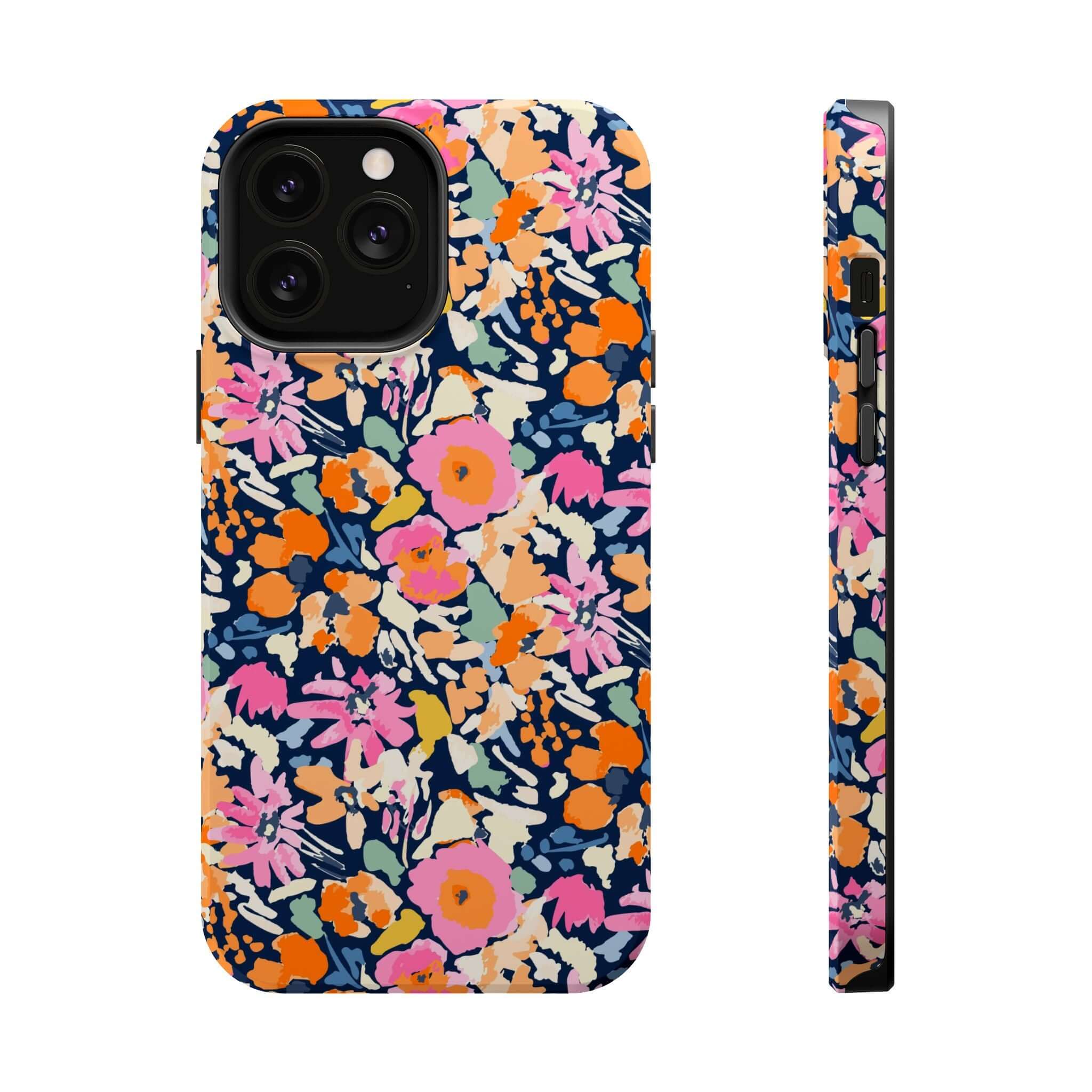 Botanic Burst Colorful Floral Case for iPhone 16, Cute MagSafe Protective Phone Case with Bright Flowers and Stylish Design