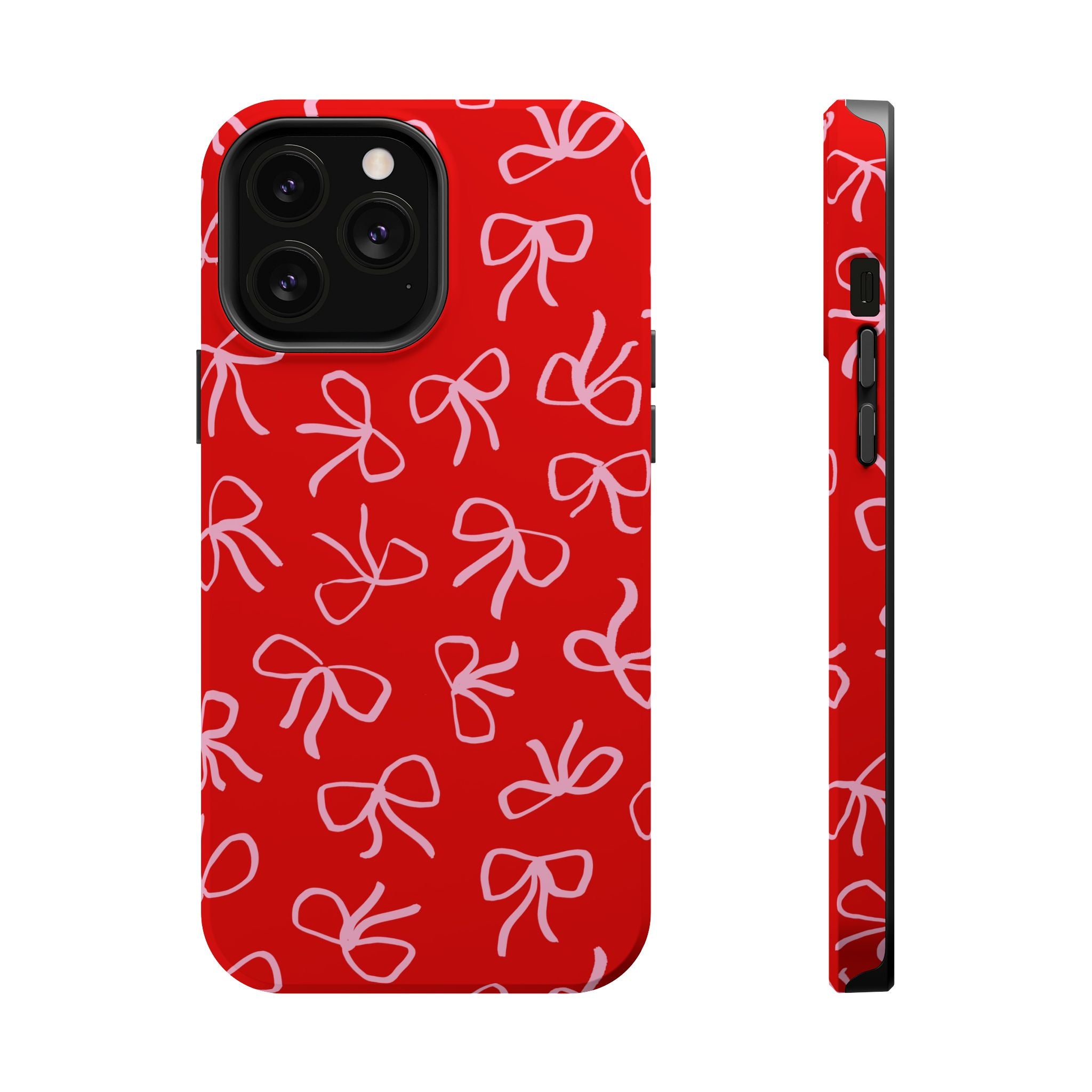 Red Coquette MagSafe phone case with playful bow design, perfect cute phone cover for a flirty style upgrade.