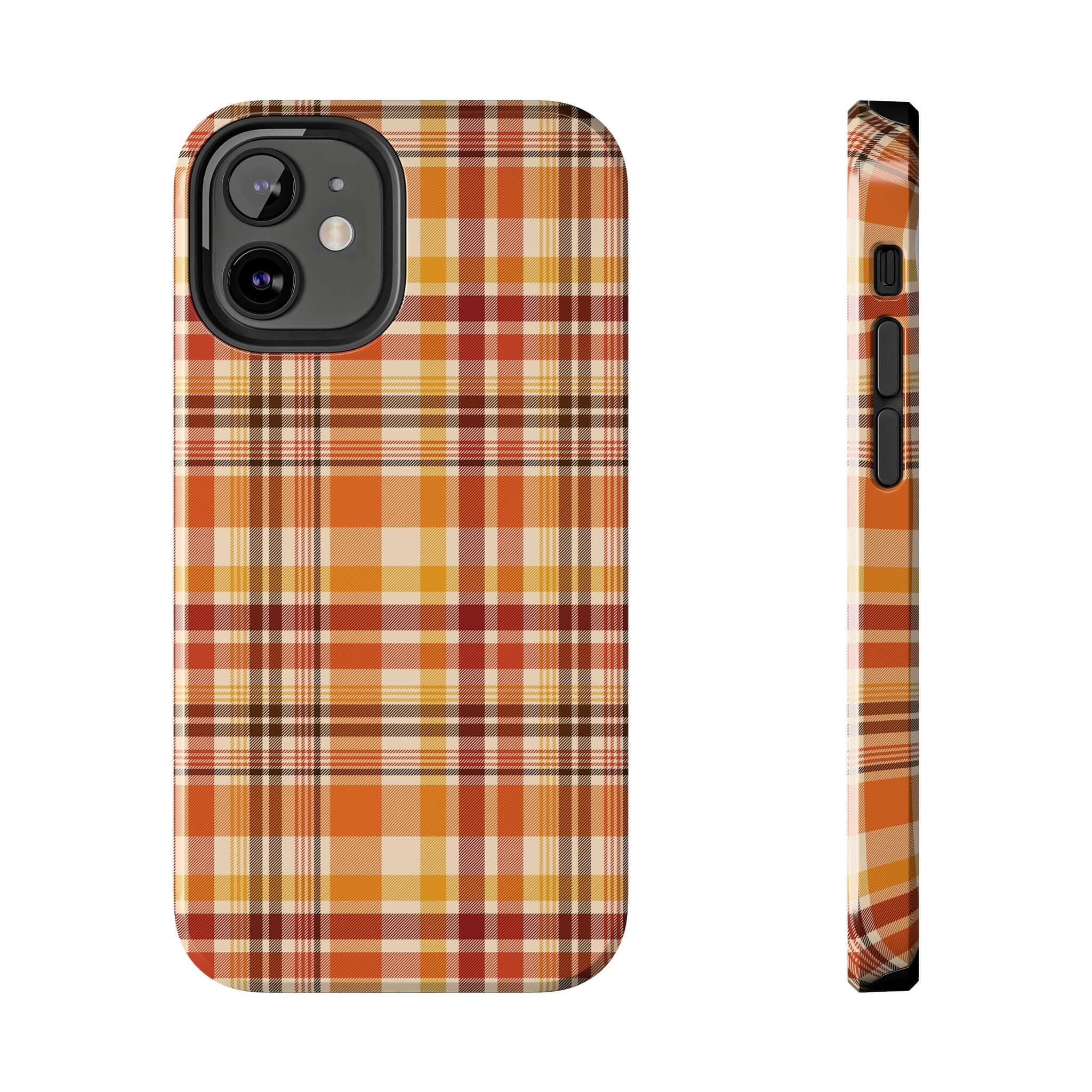 Autumn Air Fall Plaid iPhone Case with cute Halloween-themed design and stylish protection, perfect for the fall season.