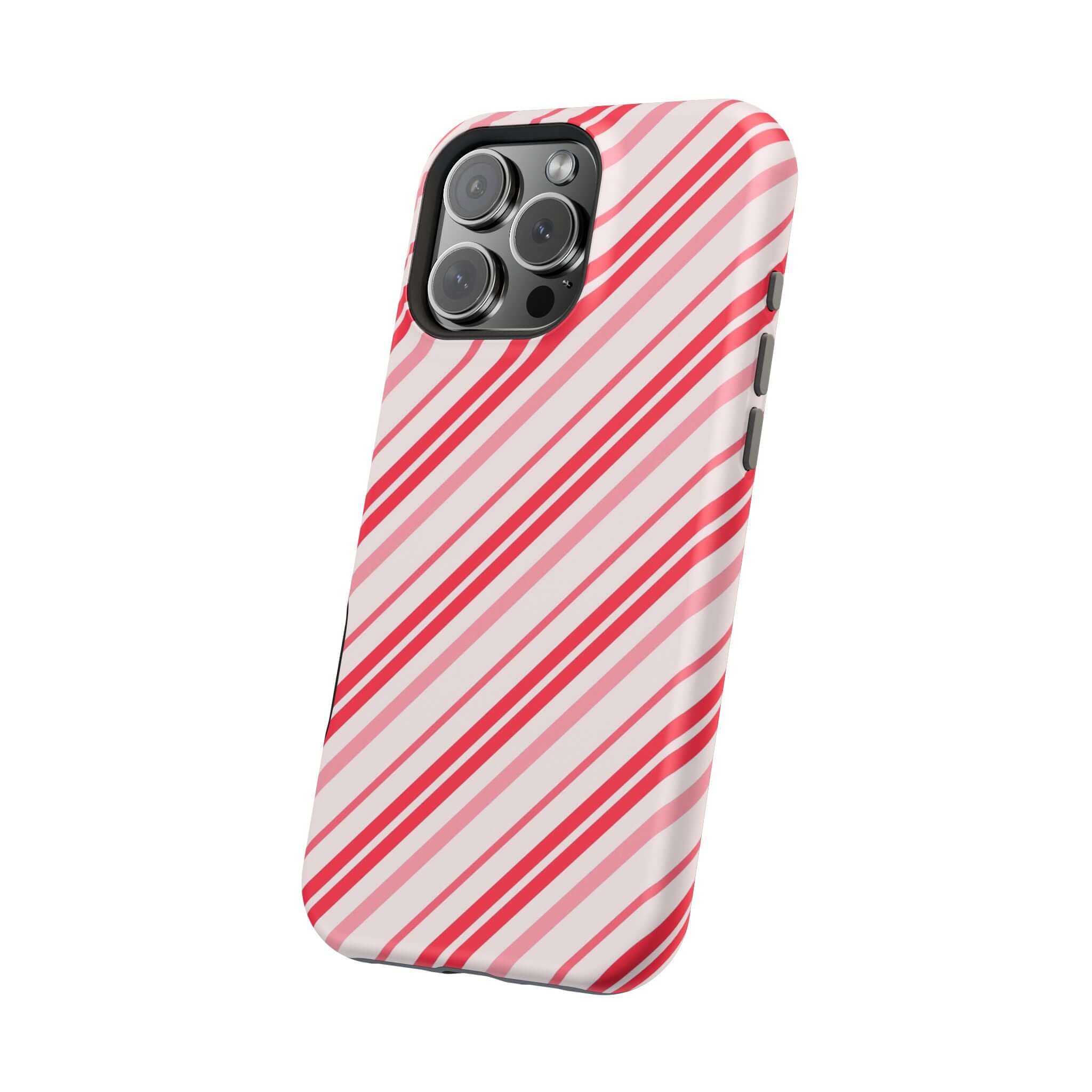 Candy Cane Cutie MagSafe Case with festive red and white stripes, perfect holiday or Christmas phone cover.