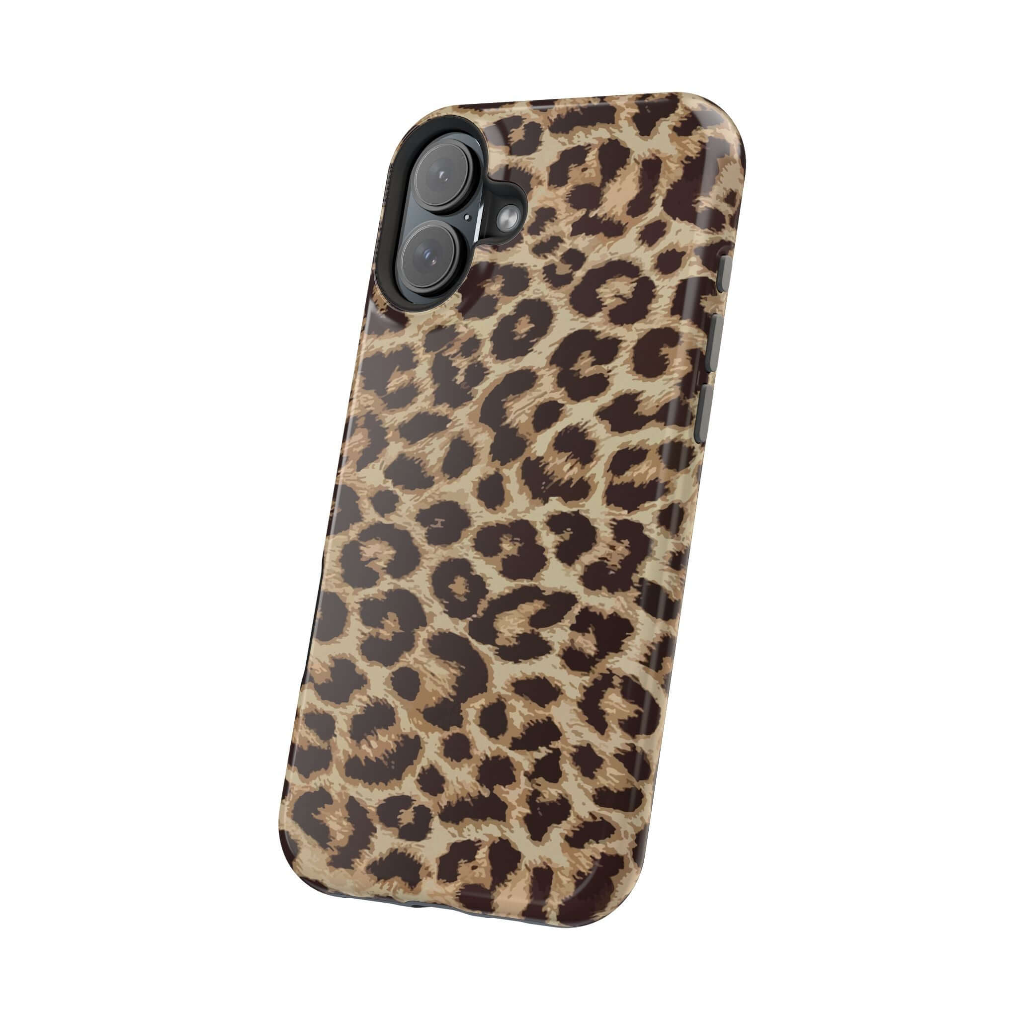 Stylish Savannah Rush Cheetah Case for iPhone 16 with bold animal print, featuring a cute MagSafe design for phone protection.