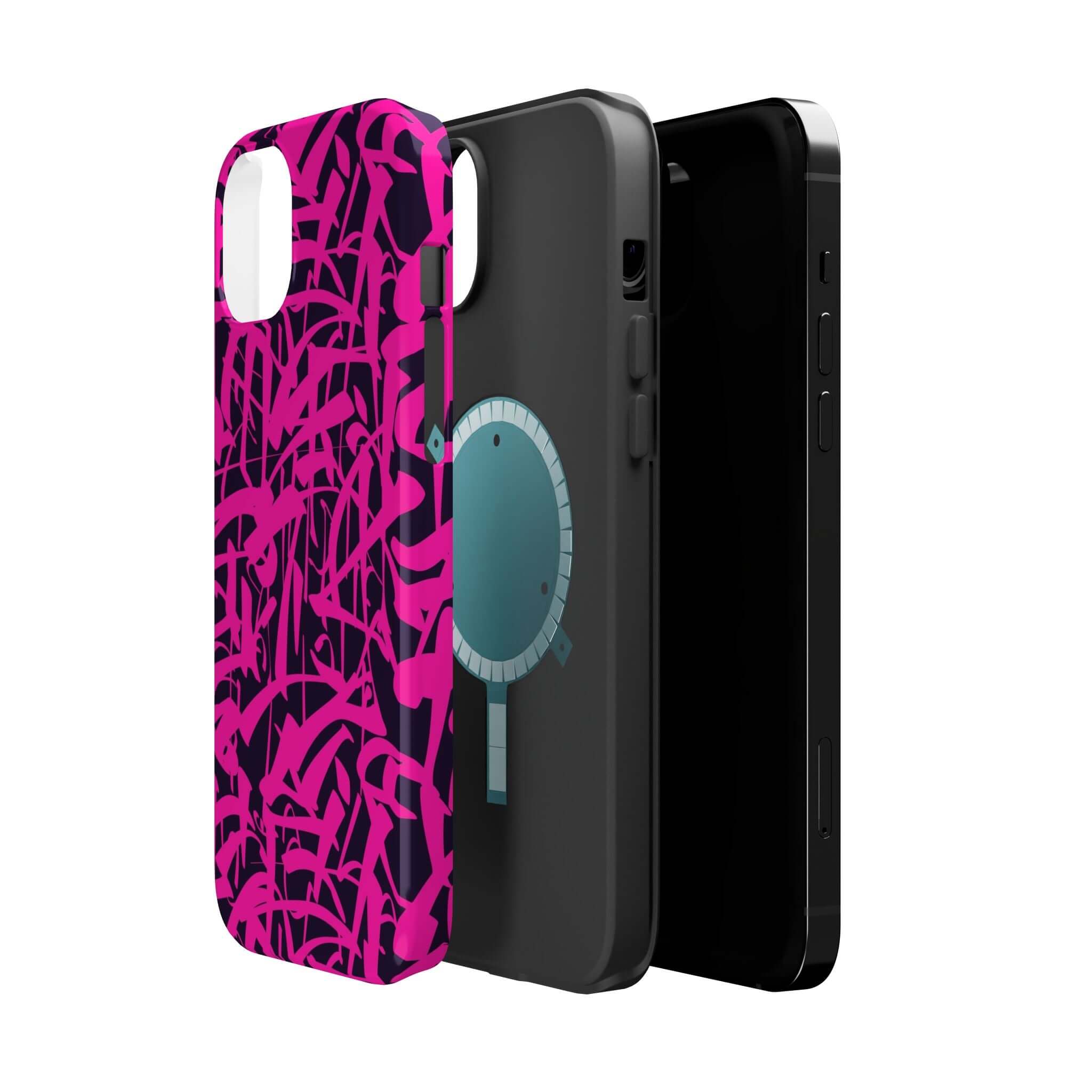 Colorful Midnight Pop Pink Art Case for iPhone, showcasing unique design and style as a cute phone cover.