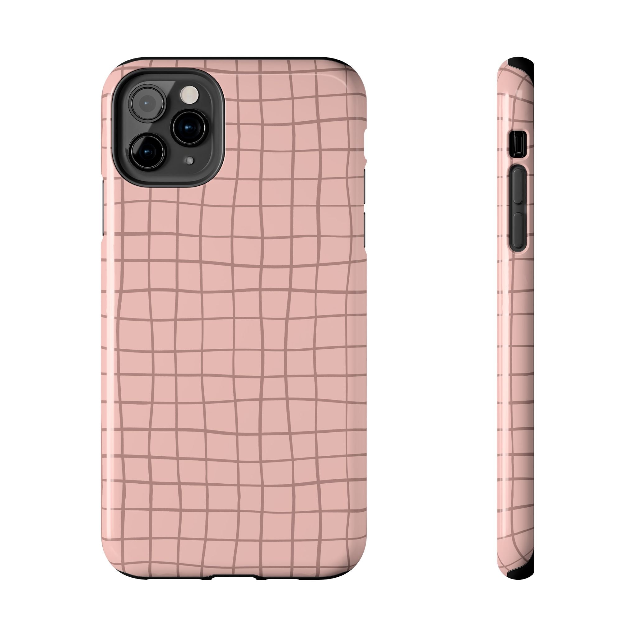 Blush Grid Pink Abstract Case for iPhone, cute custom phone cover with playful design, free shipping.