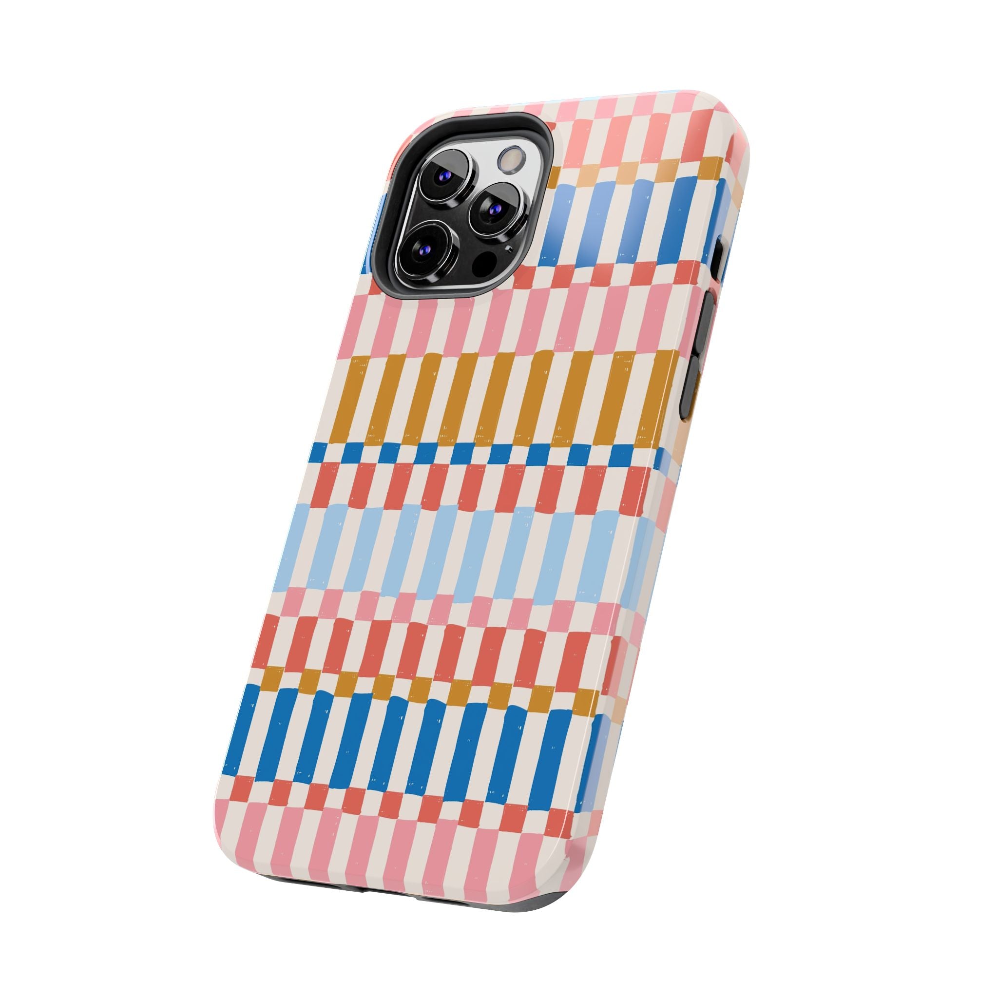 Vintage drawing case with colorful stripes for a cute iPhone cover. Sleek phone case providing stylish protection for iPhones.