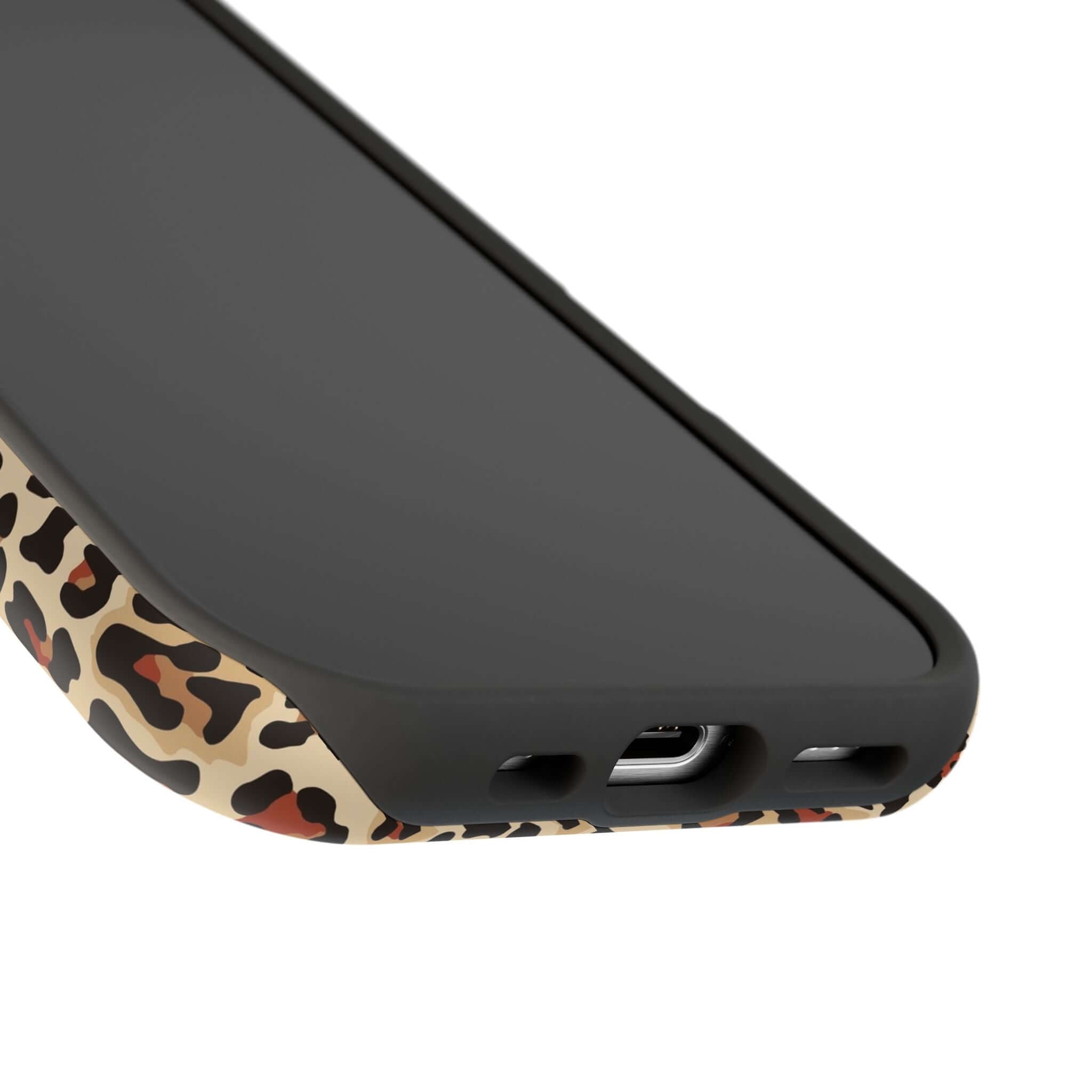 Colorful leopard print MagSafe iPhone case with abstract design, showcasing stylish and cute protection.